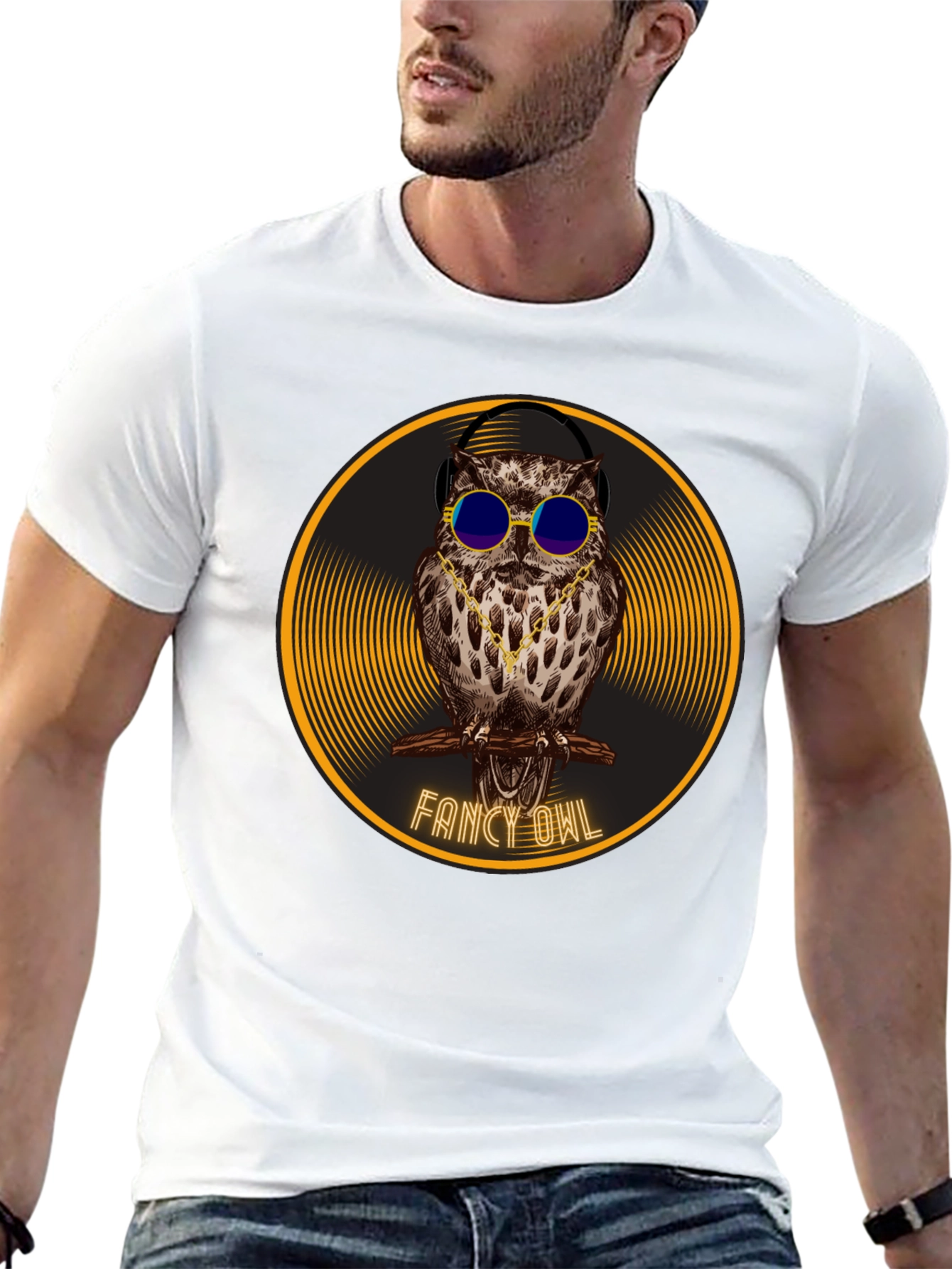 Camiseta Negra con Búho Fancy Owl