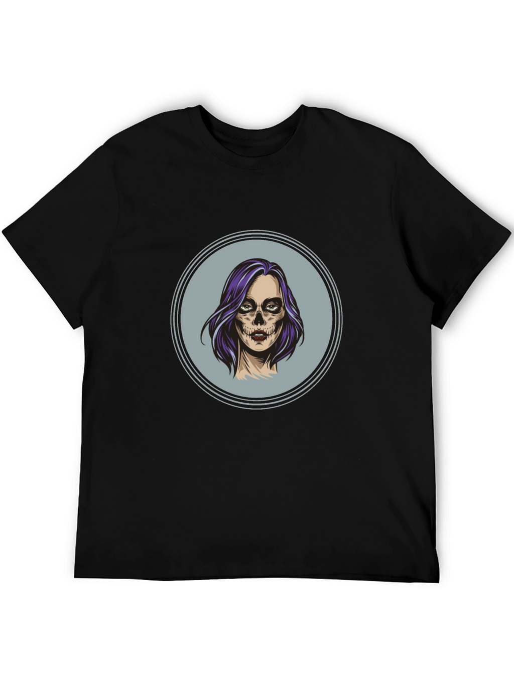Camiseta Negra con Diseño de Calavera Mujer