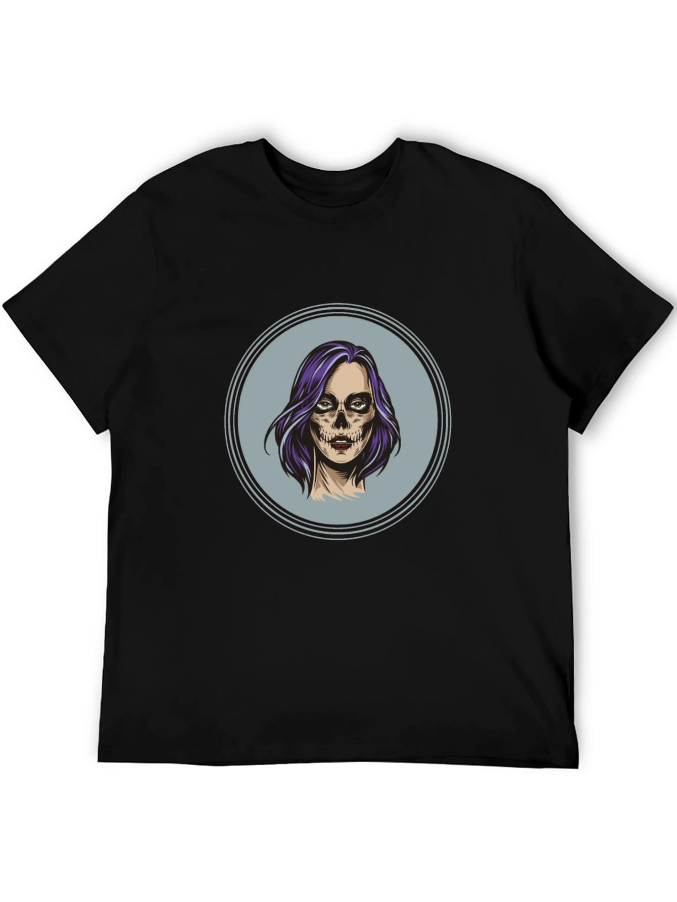 Camiseta Negra con Diseño de Calavera Mujer