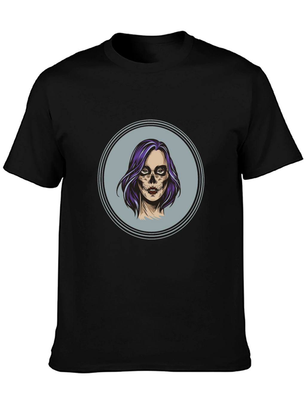 Camiseta Negra con Diseño de Calavera Mujer