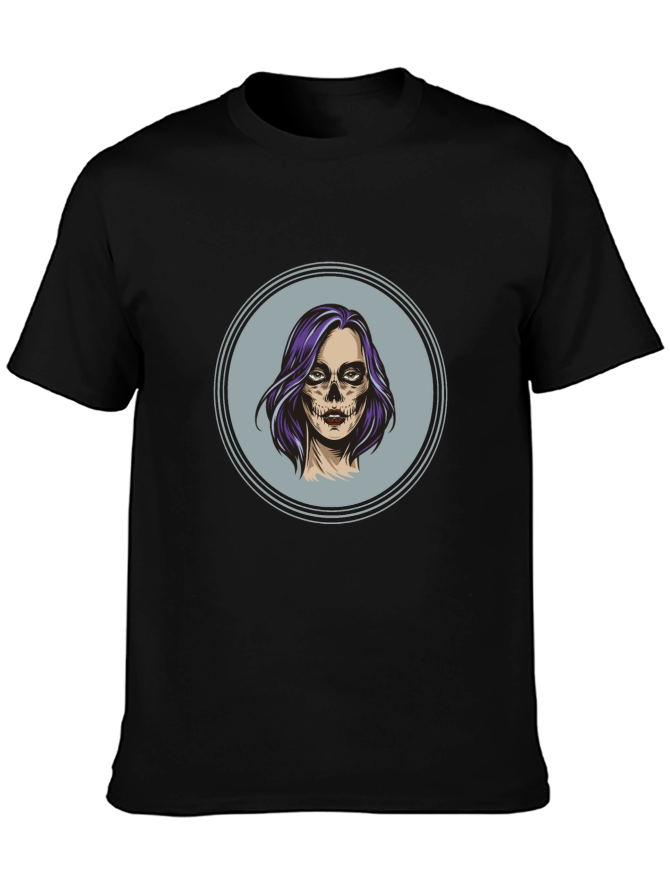 Camiseta Negra con Diseño de Calavera Mujer