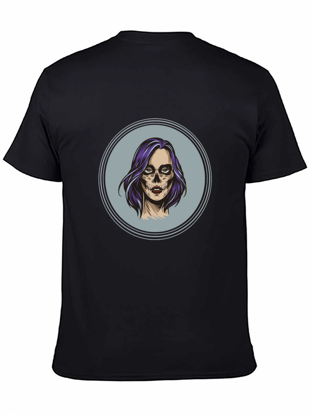 Camiseta Negra con Diseño de Calavera Mujer