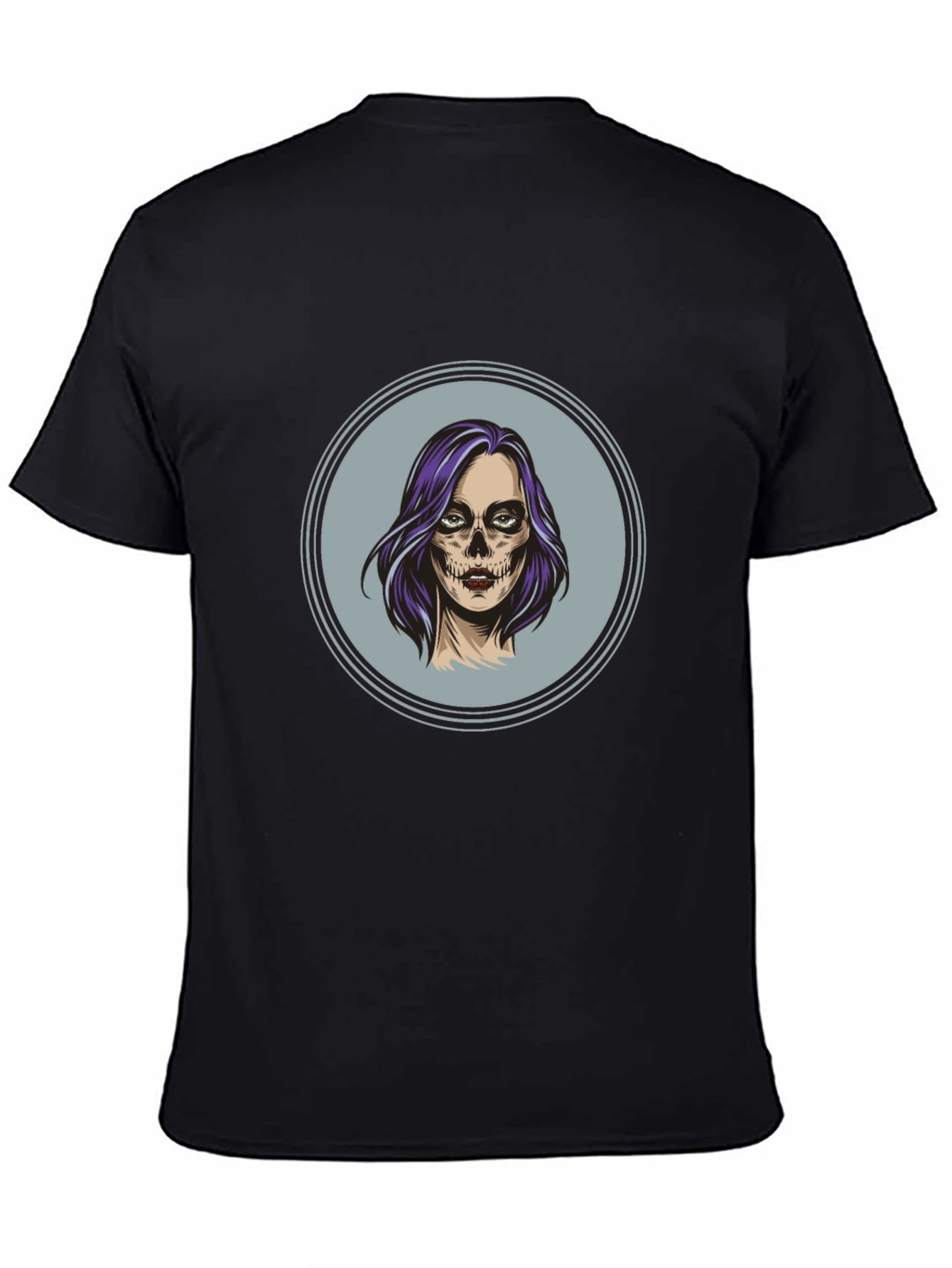 Camiseta Negra con Diseño de Calavera Mujer