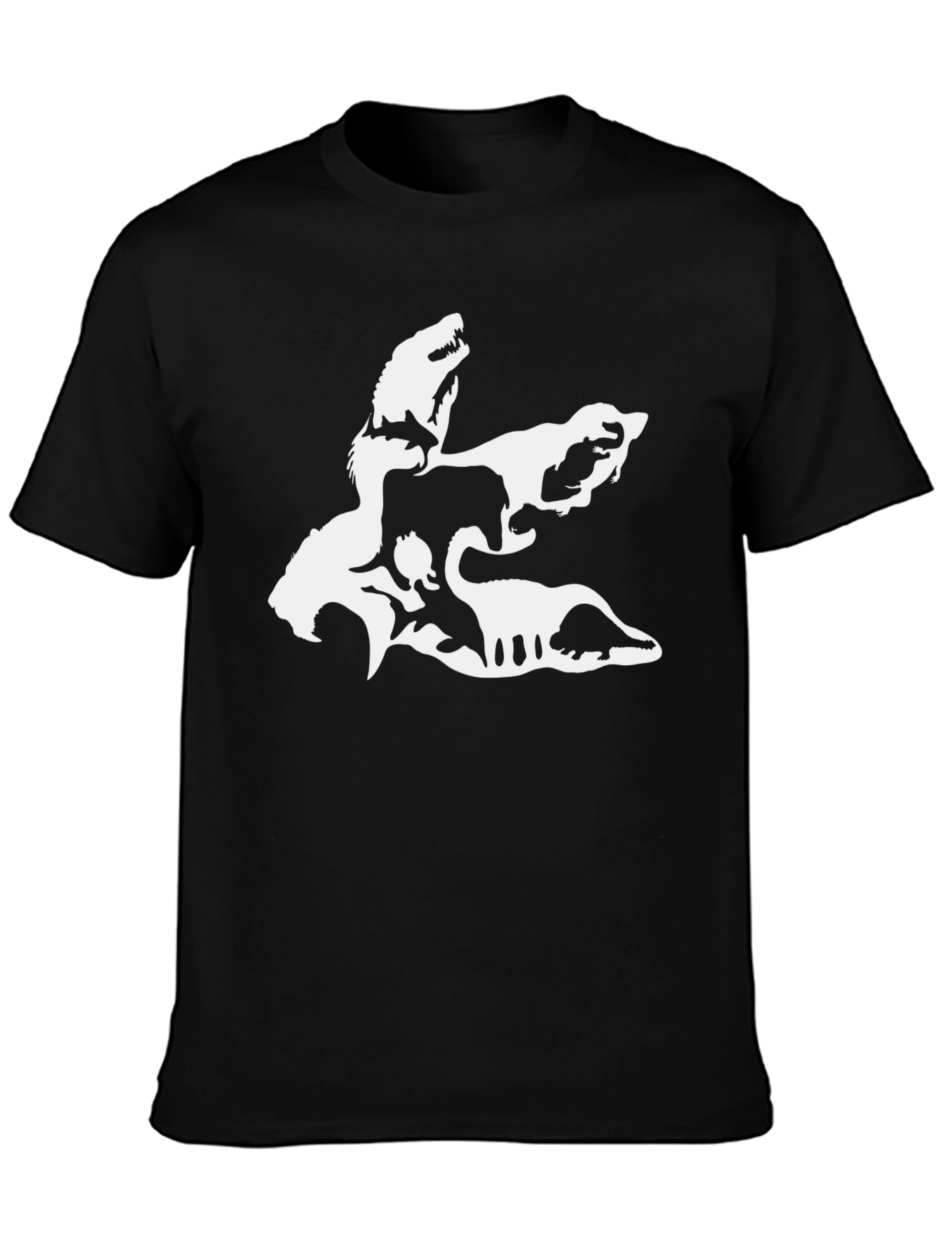 Camiseta Negra con Diseño de Dinosaurios
