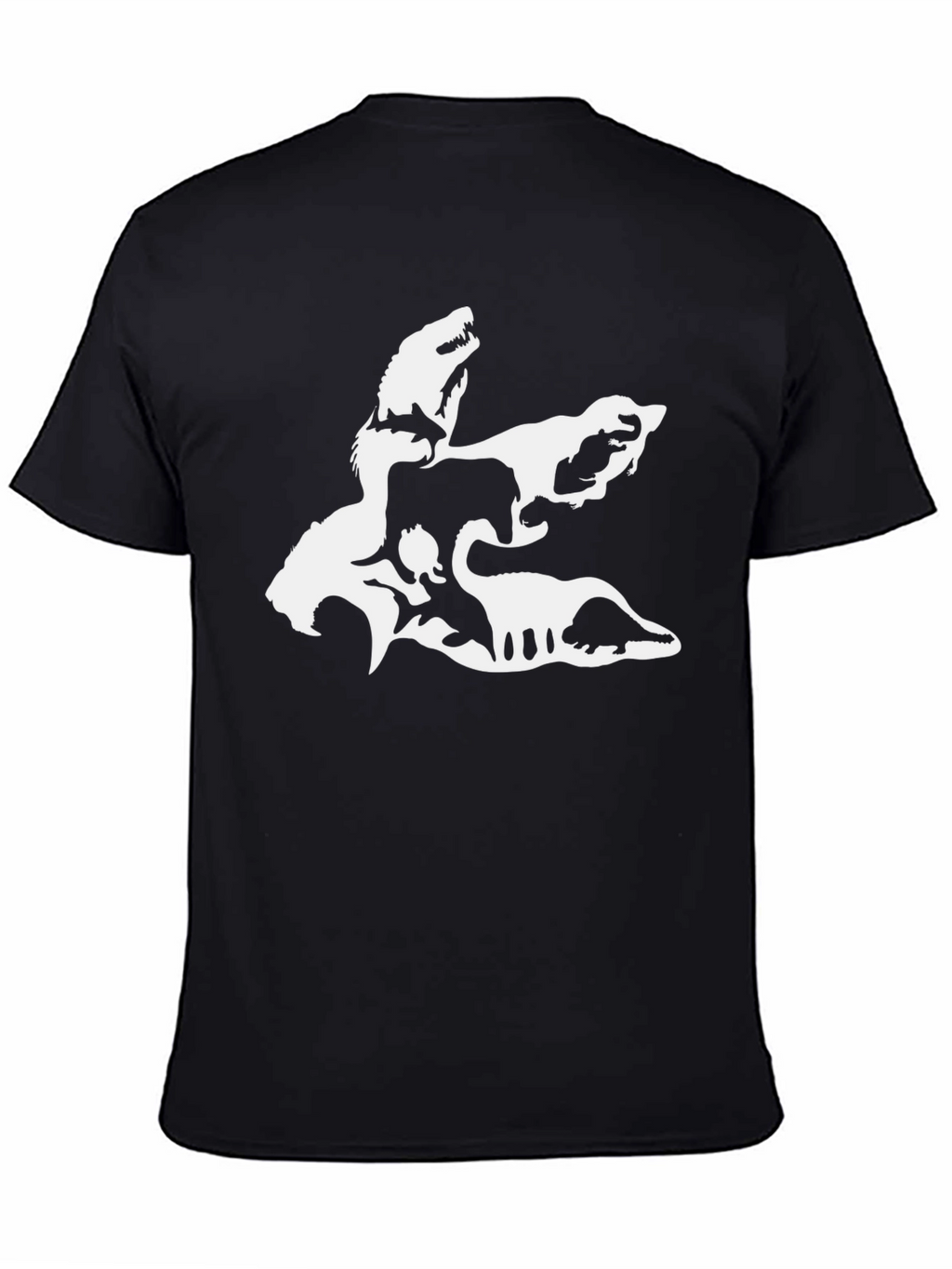 Camiseta Negra con Diseño de Dinosaurios
