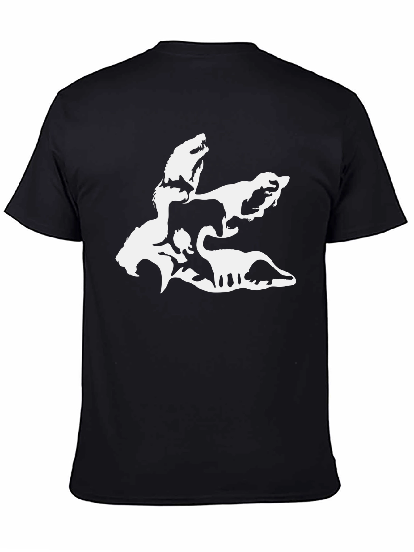 Camiseta Negra con Diseño de Dinosaurios