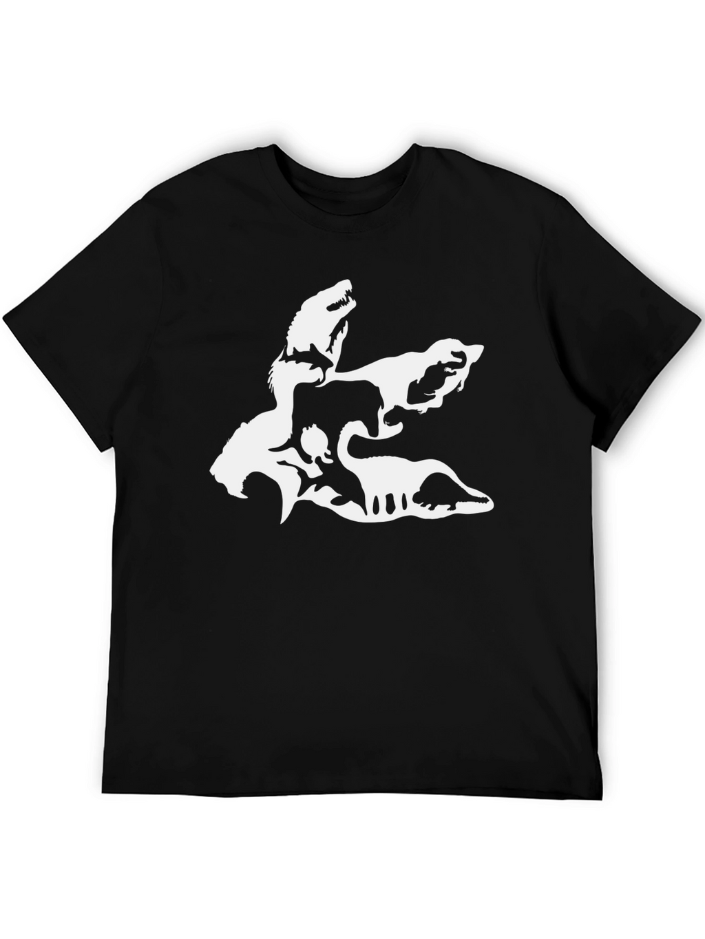 Camiseta Negra con Diseño de Dinosaurios