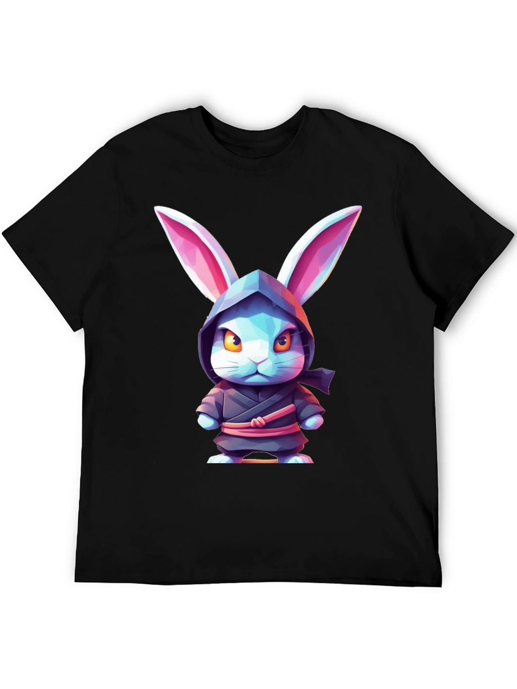 Camiseta Negra con Diseño de Conejo Ninja