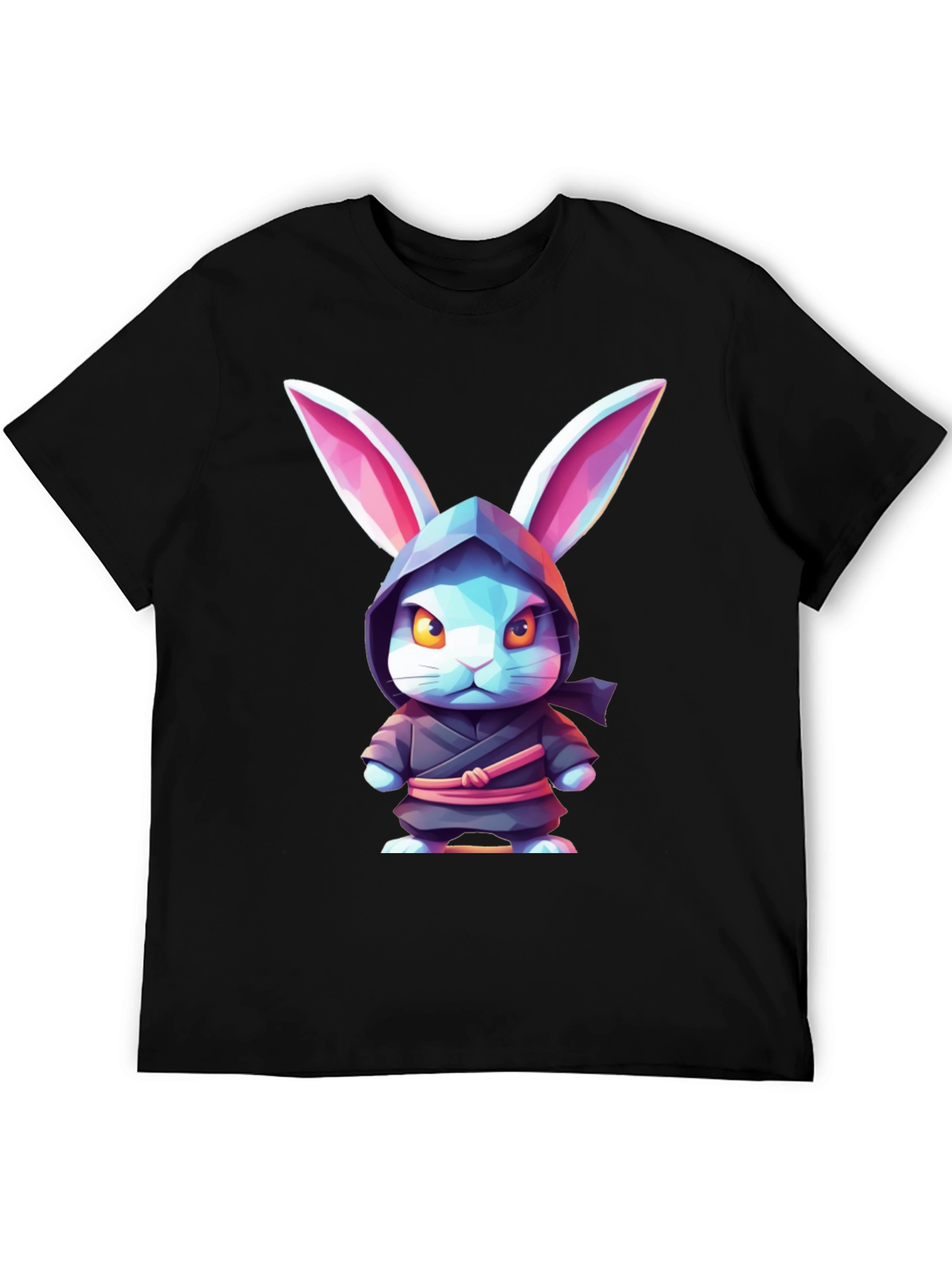 Camiseta Negra con Diseño de Conejo Ninja