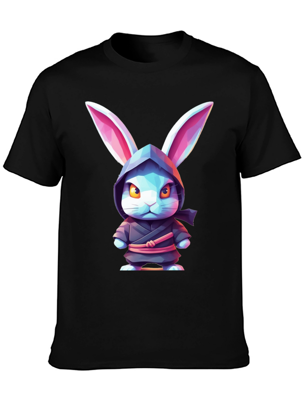 Camiseta Negra con Diseño de Conejo Ninja