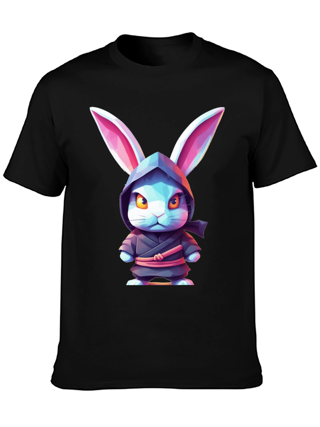 Camiseta Negra con Diseño de Conejo Ninja