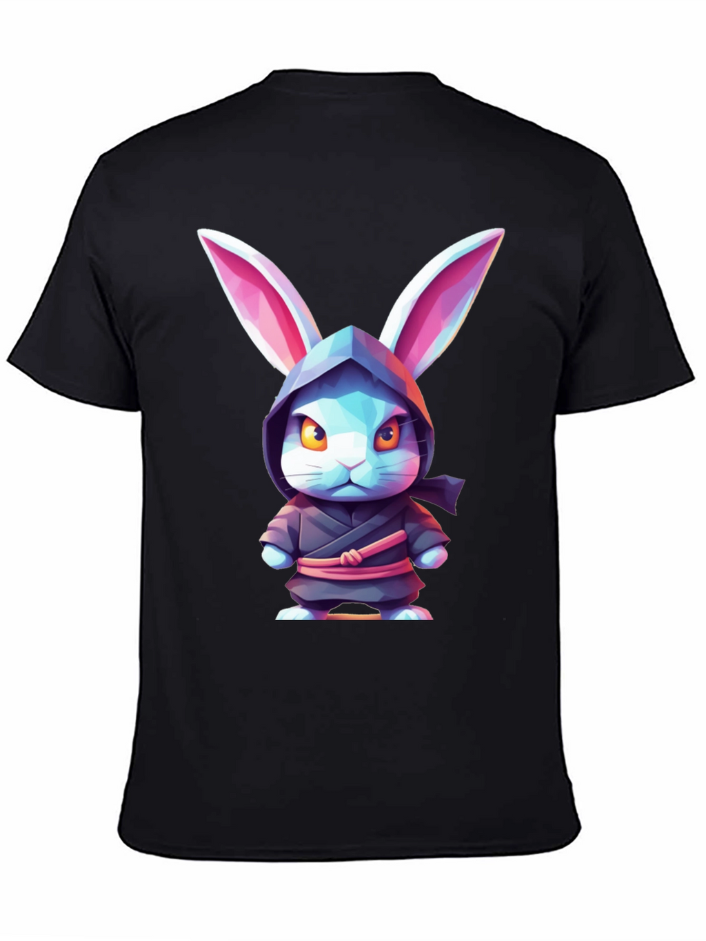 Camiseta Negra con Diseño de Conejo Ninja