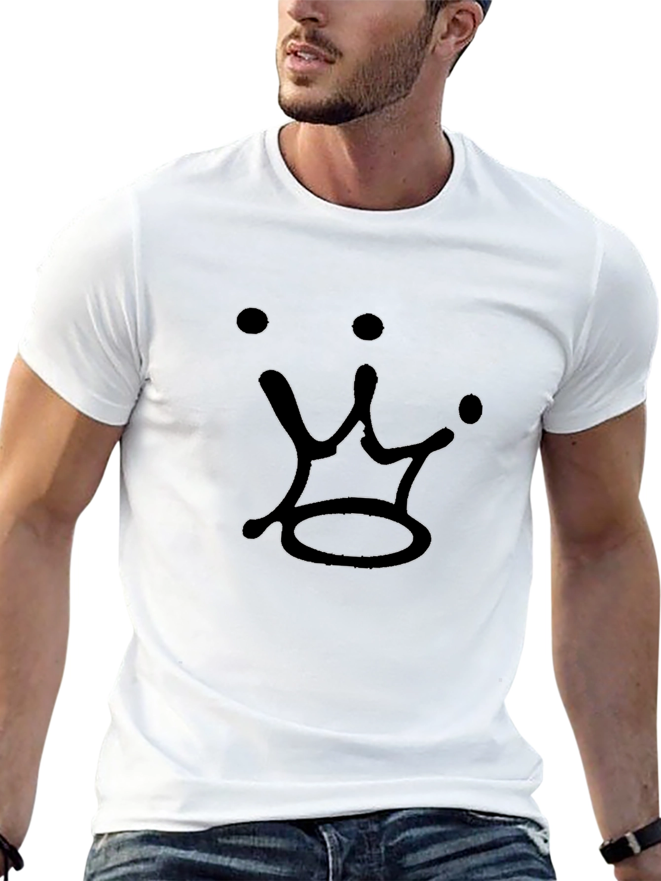 Camiseta Negra con Diseño de Corona Abstracta