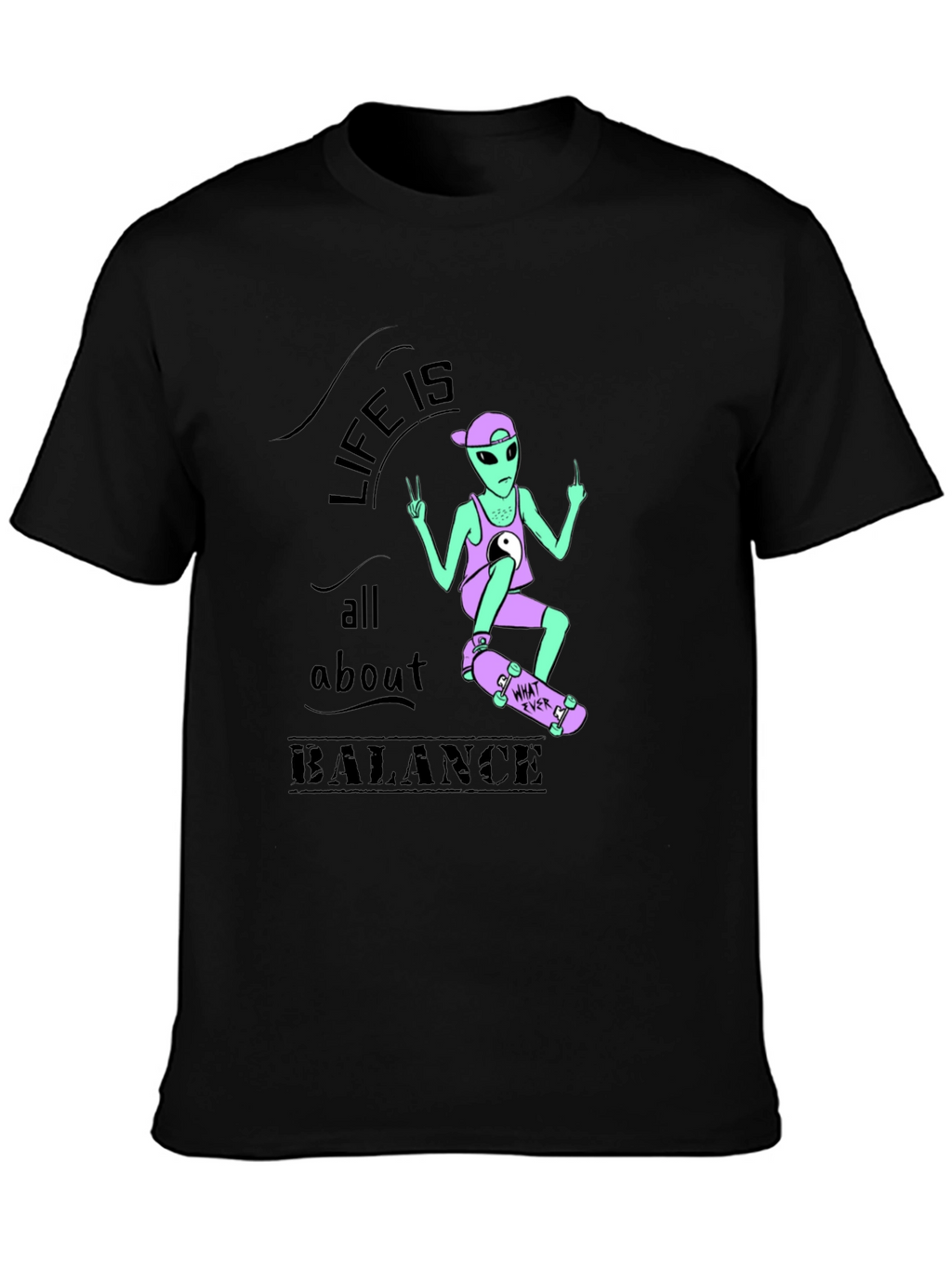 Camiseta Negra Alienígena Balance Vida