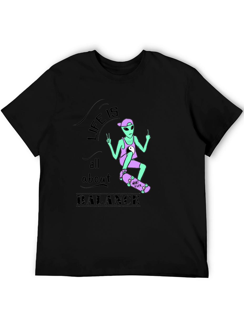 Camiseta Negra Alienígena Balance Vida