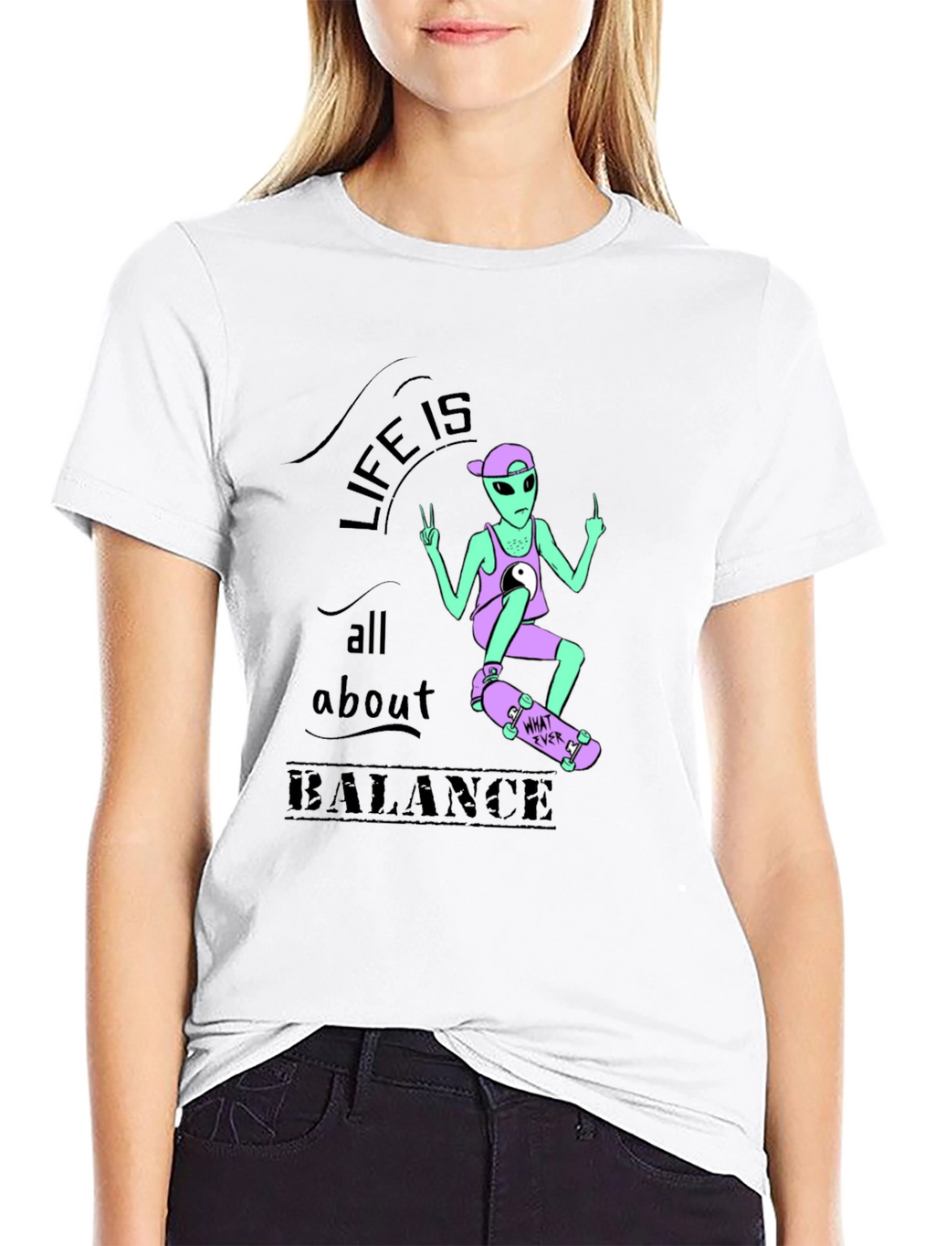 Camiseta Negra Alienígena Balance Vida