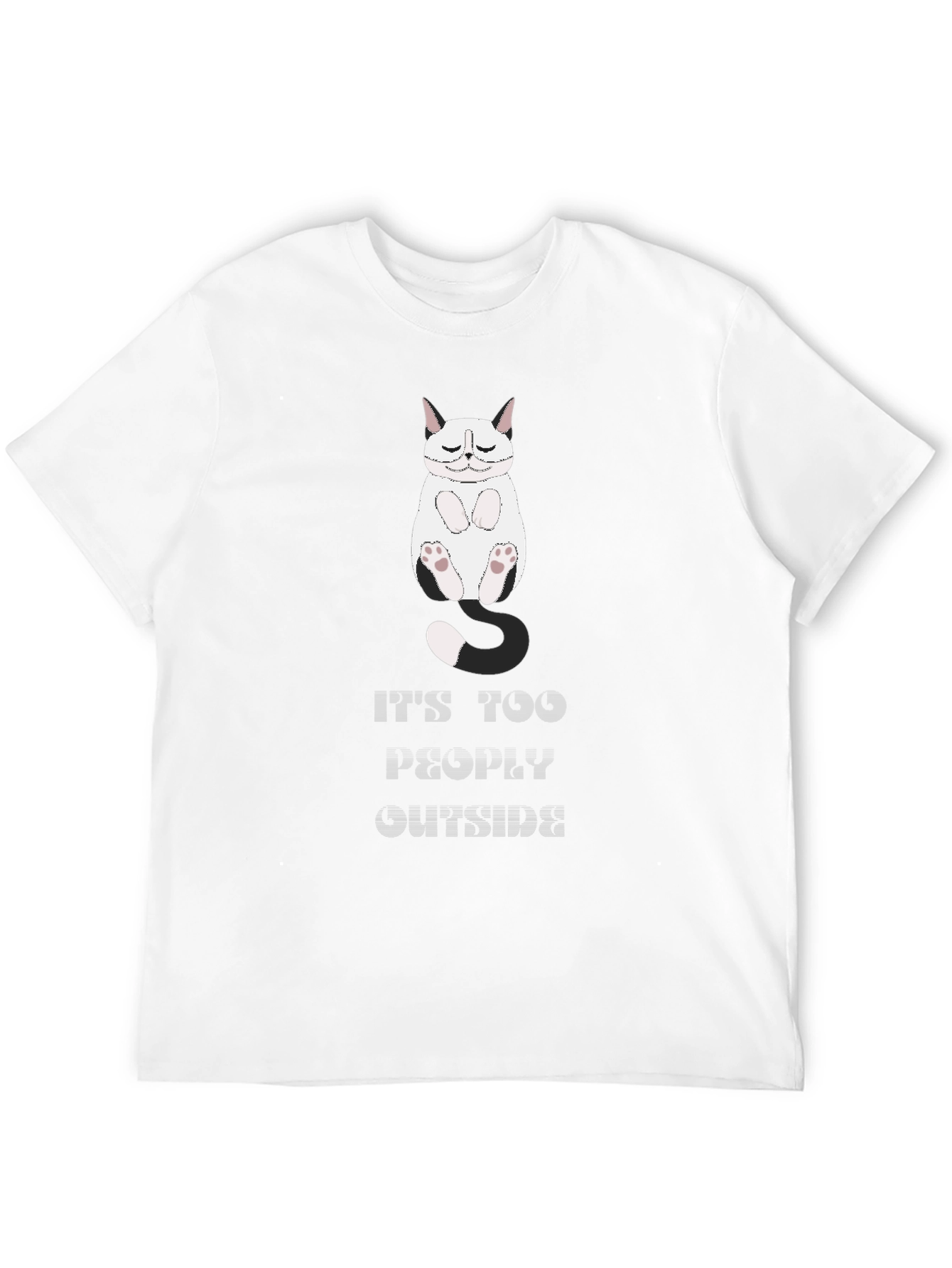 Camiseta Hombre Negra con Diseño de Gato Perezoso