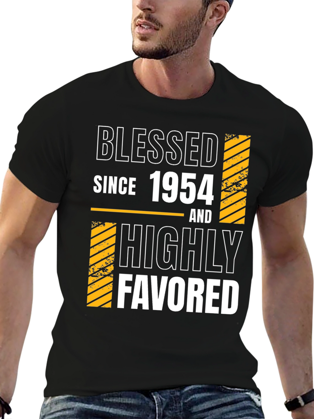 Camiseta Negra Bendecido Desde 1954