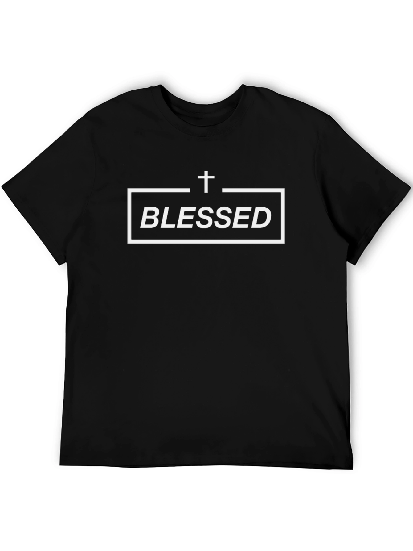 Camiseta Negra Blessed - Diseño Religioso Unisex