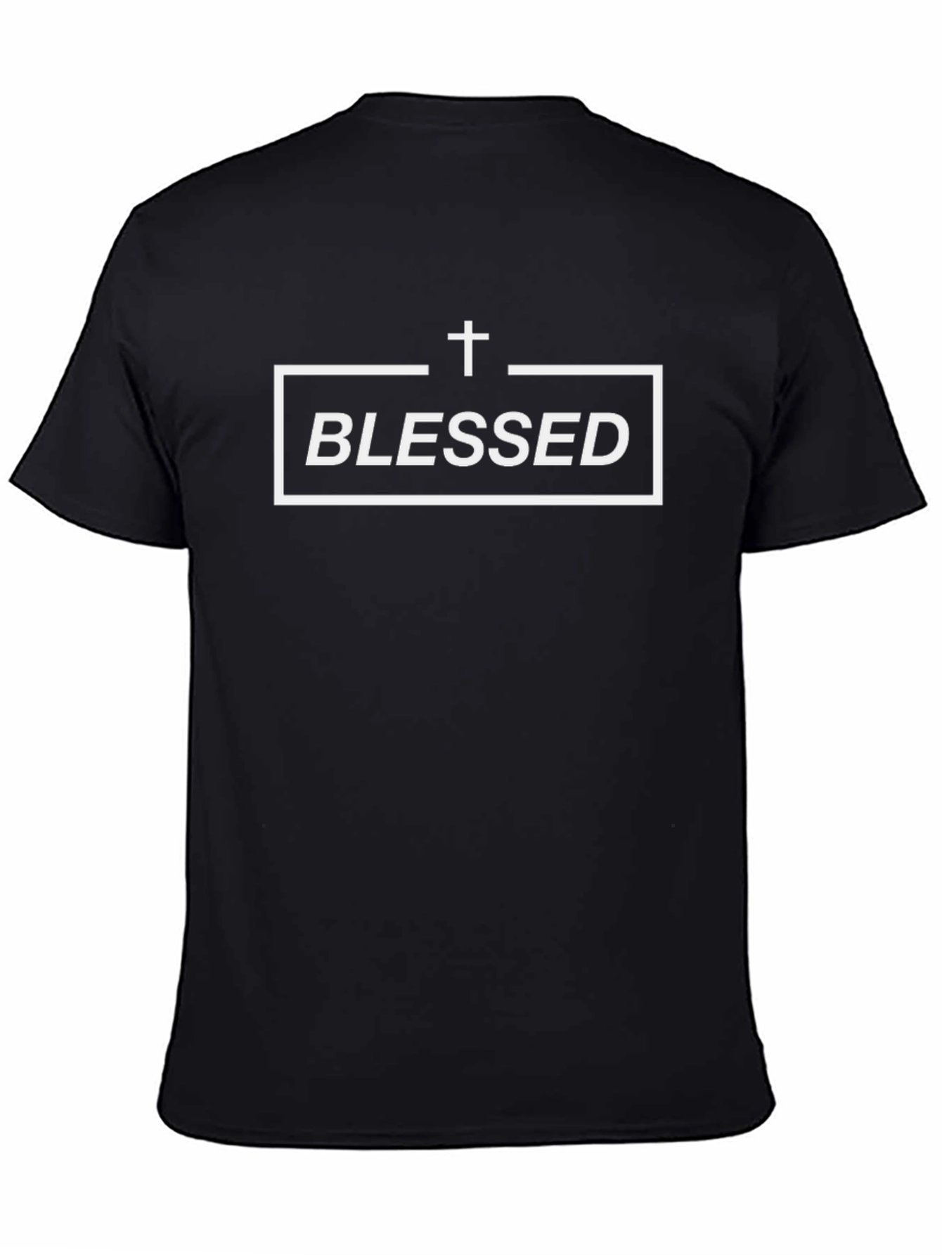 Camiseta Negra Blessed - Diseño Religioso Unisex