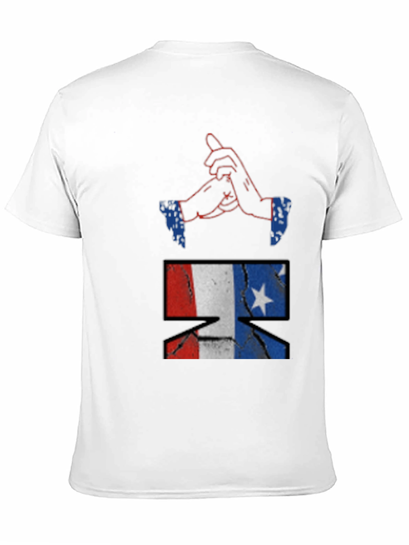 Camiseta Negra con Diseño de Manos y Bandera EEUU