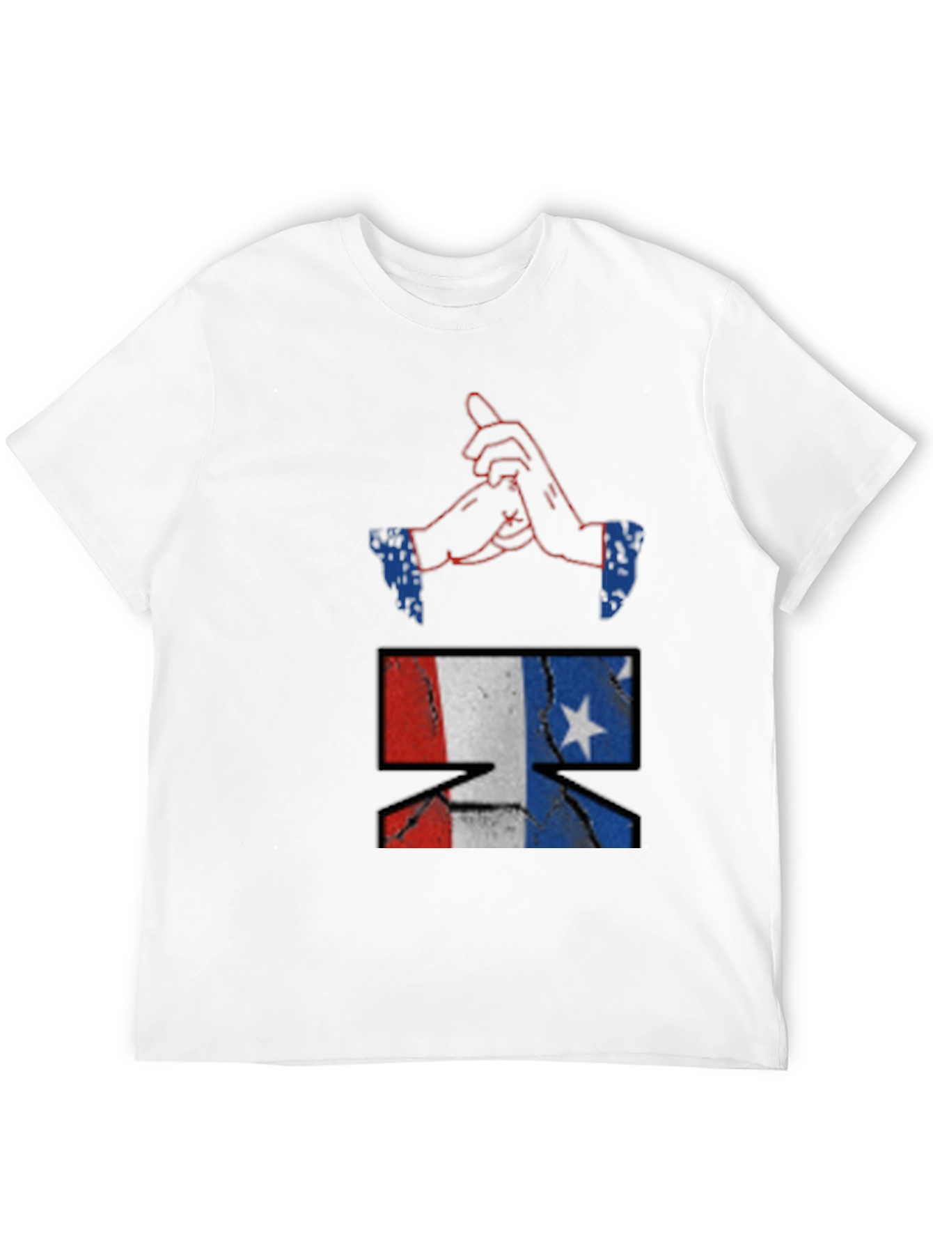 Camiseta Negra con Diseño de Manos y Bandera EEUU