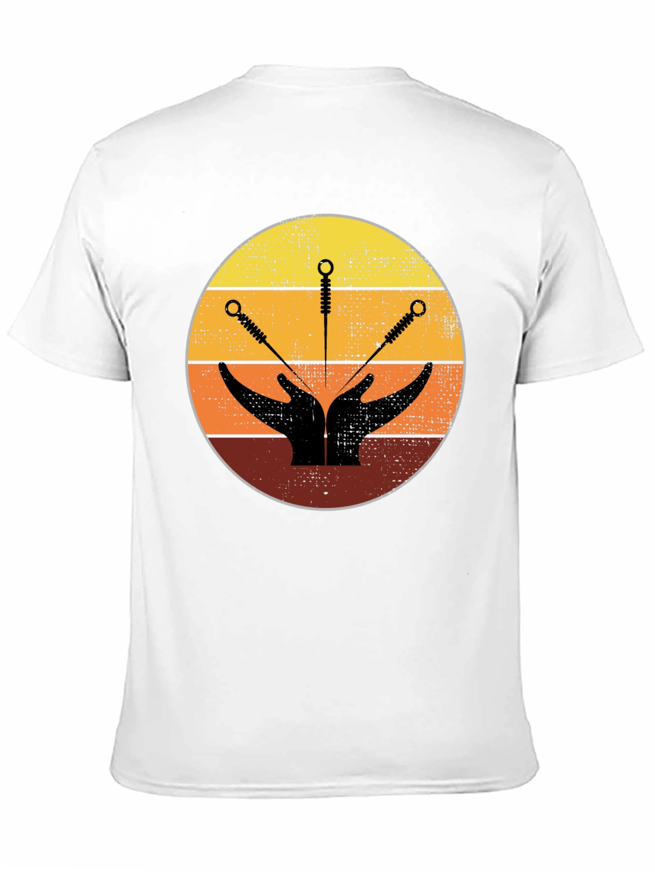 Camiseta Negra con Diseño de Acupuntura Vintage