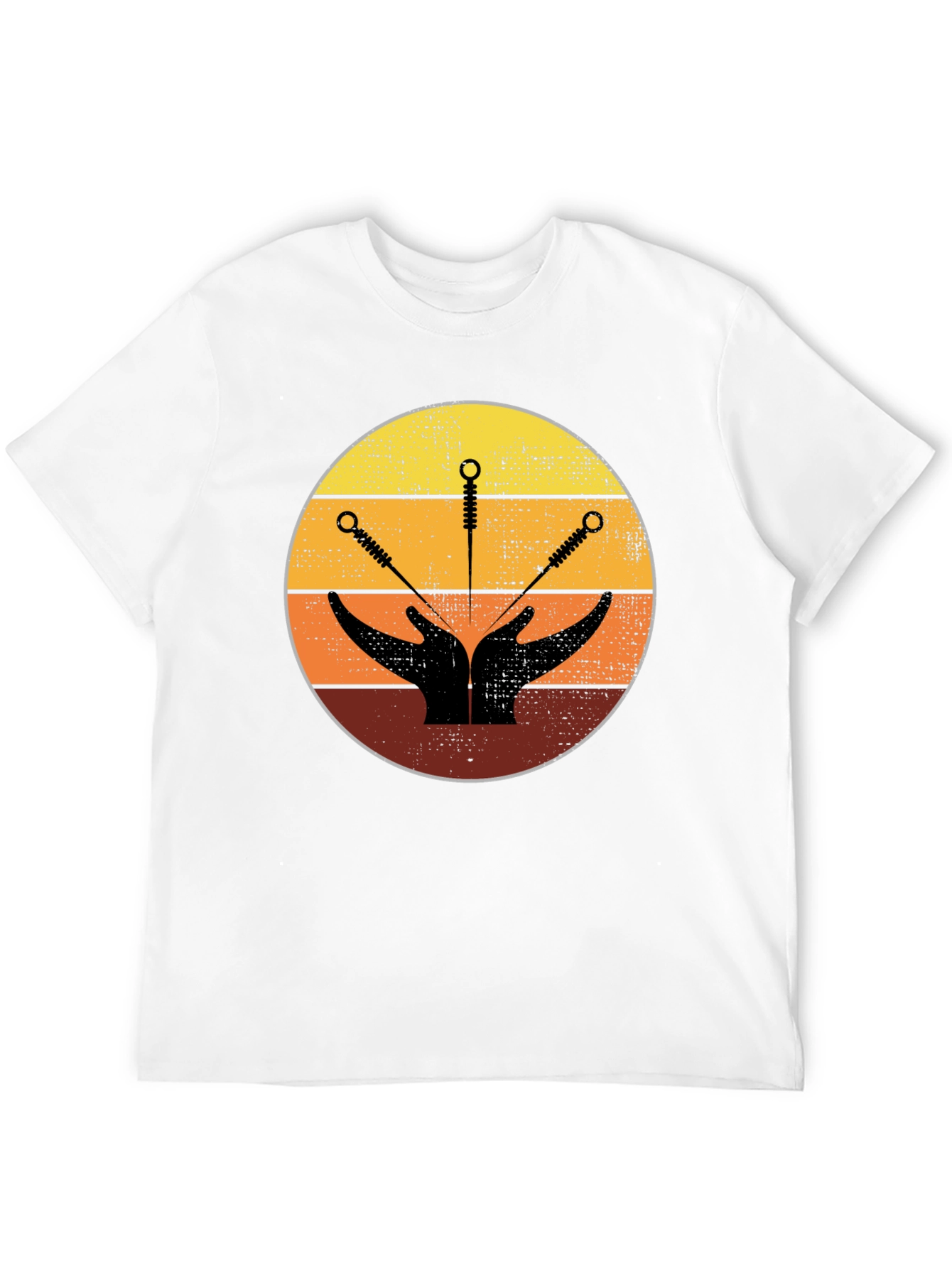 Camiseta Negra con Diseño de Acupuntura Vintage