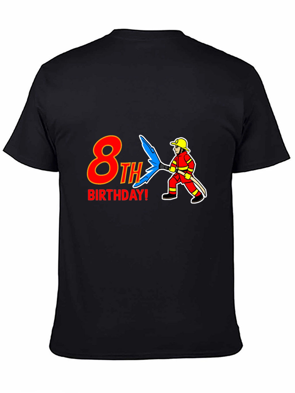 Camiseta Negra 8vo Cumpleaños Bombero
