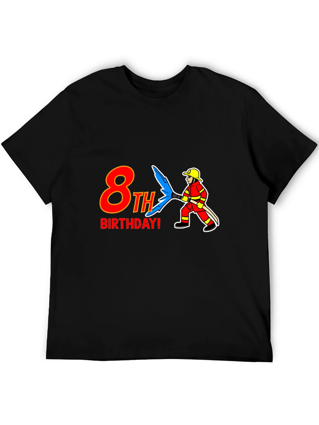 Camiseta Negra 8vo Cumpleaños Bombero