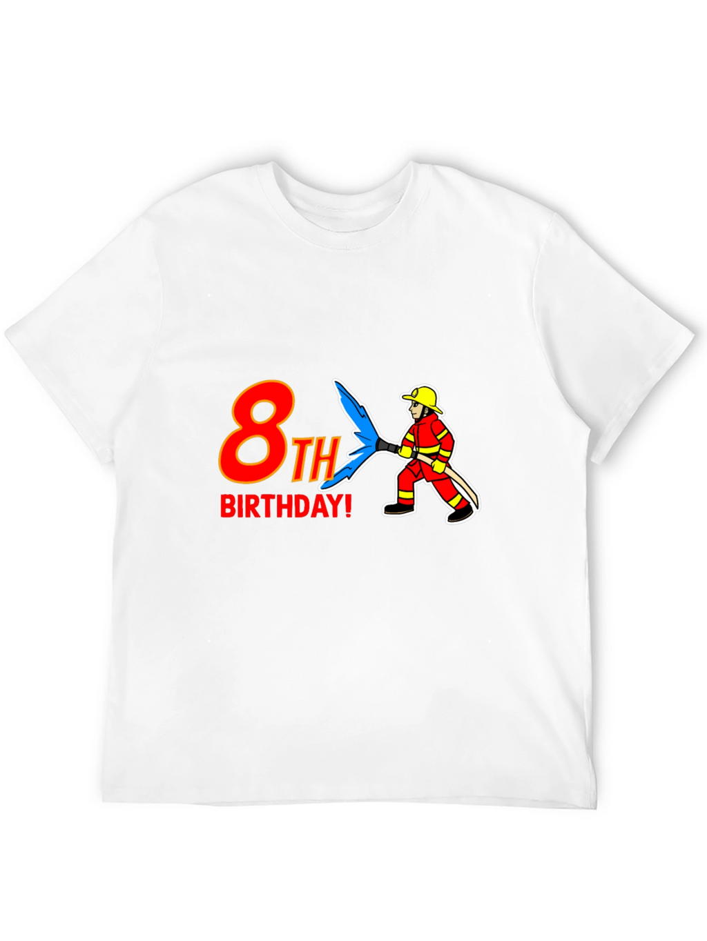 Camiseta Negra 8vo Cumpleaños Bombero