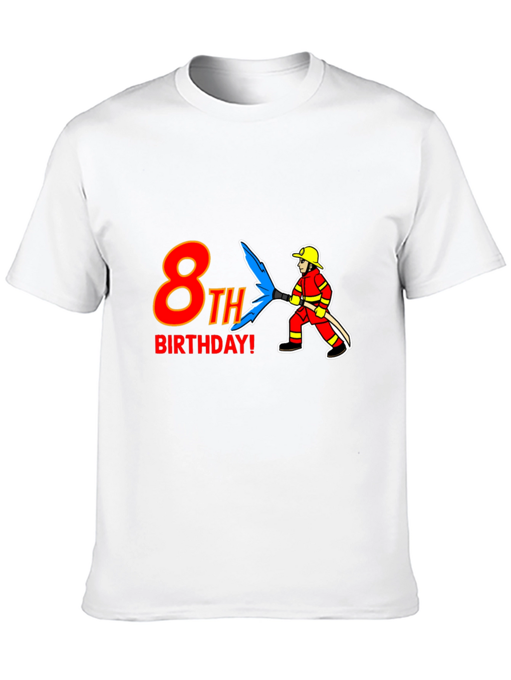 Camiseta Negra 8vo Cumpleaños Bombero