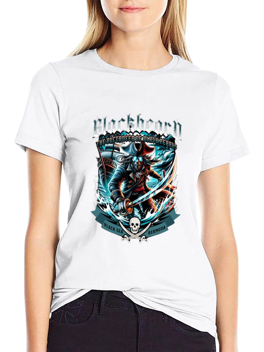 Camiseta Negra Blackbeard Pirata