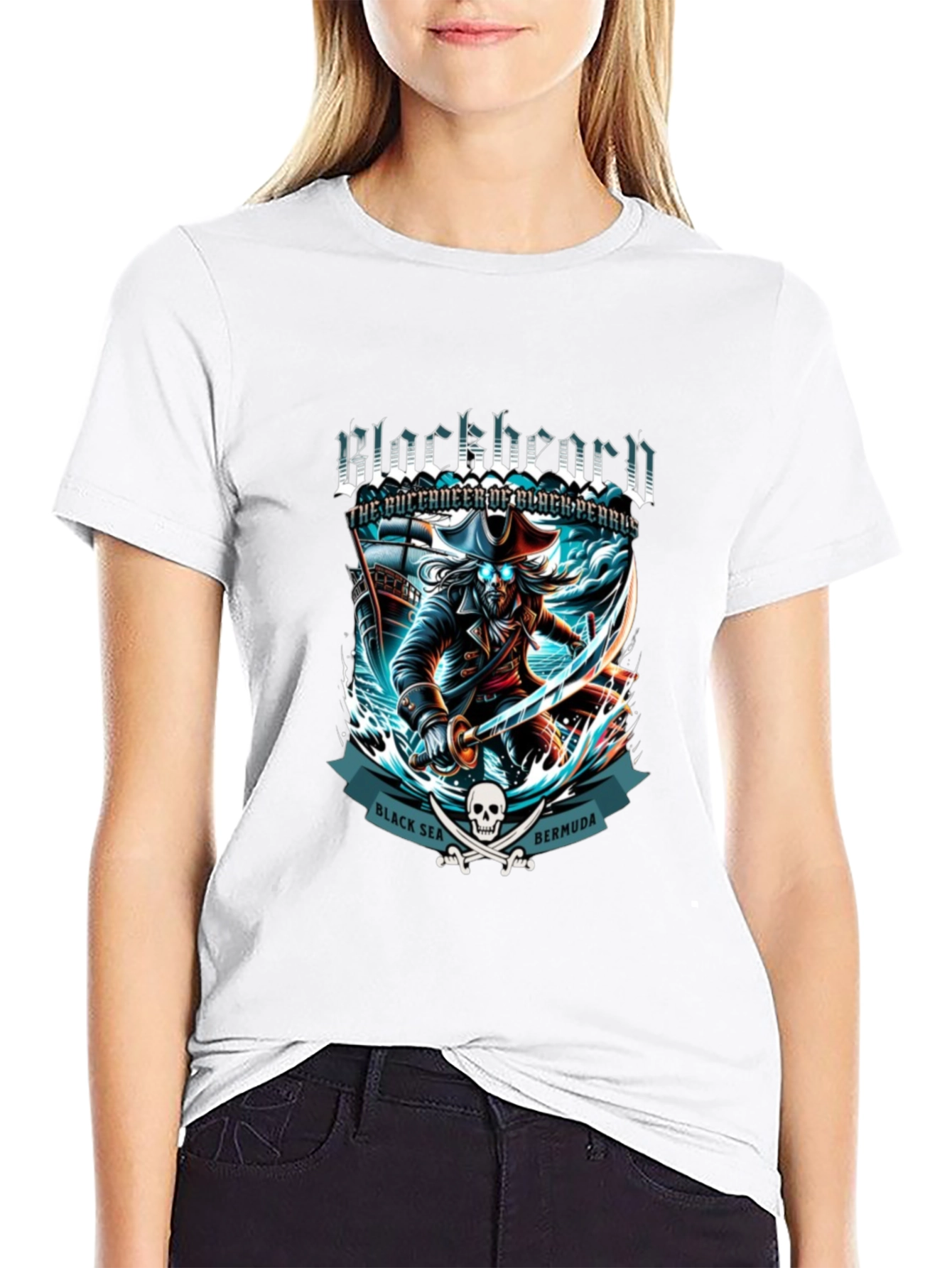 Camiseta Negra Blackbeard Pirata