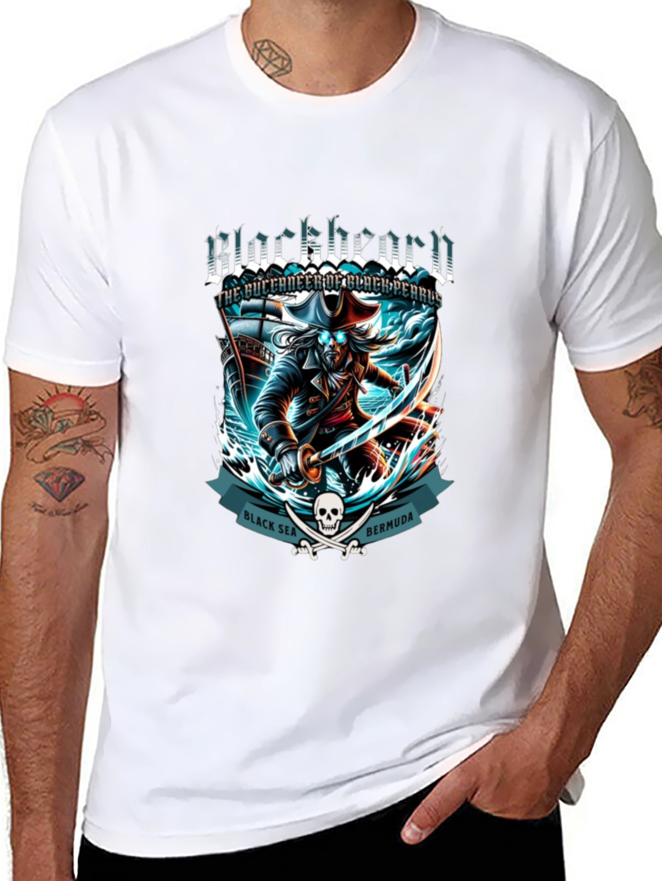 Camiseta Negra Blackbeard Pirata