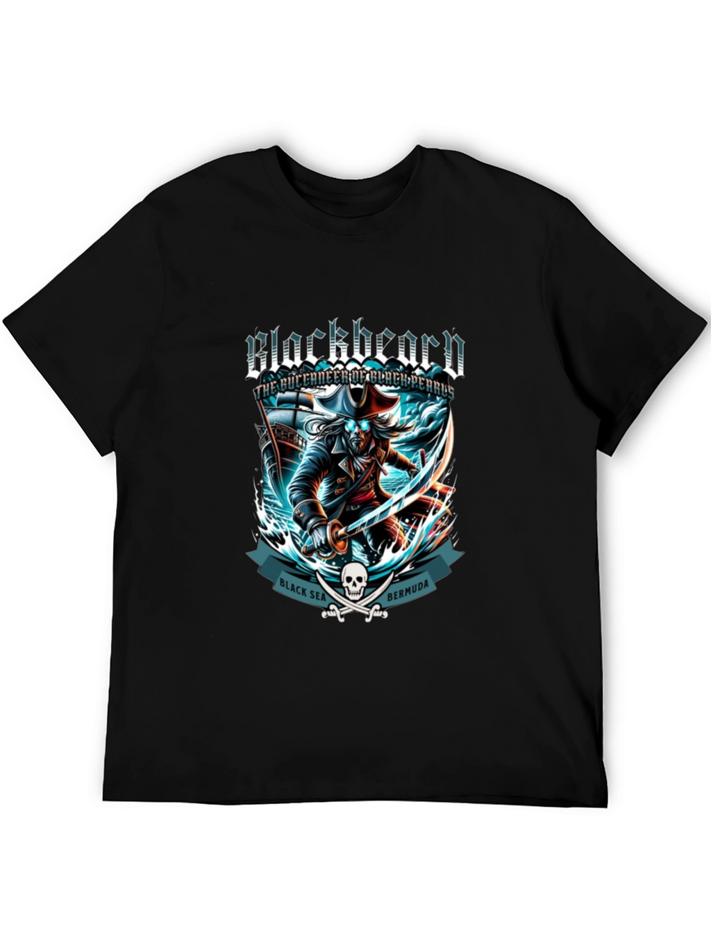 Camiseta Negra Blackbeard Pirata