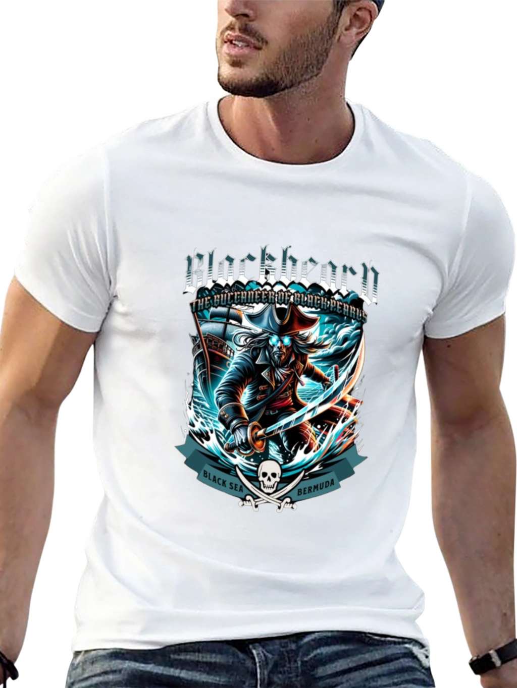 Camiseta Negra Blackbeard Pirata