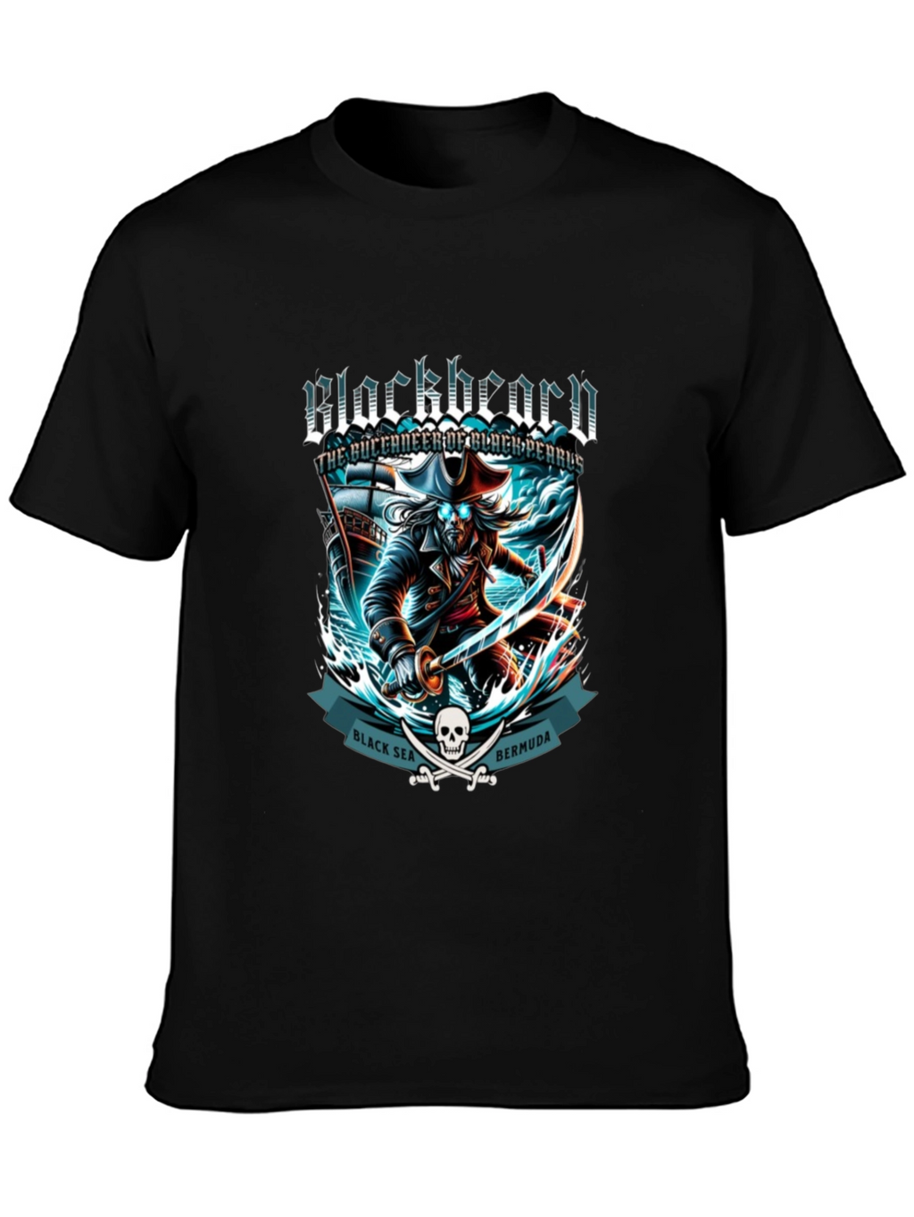 Camiseta Negra Blackbeard Pirata