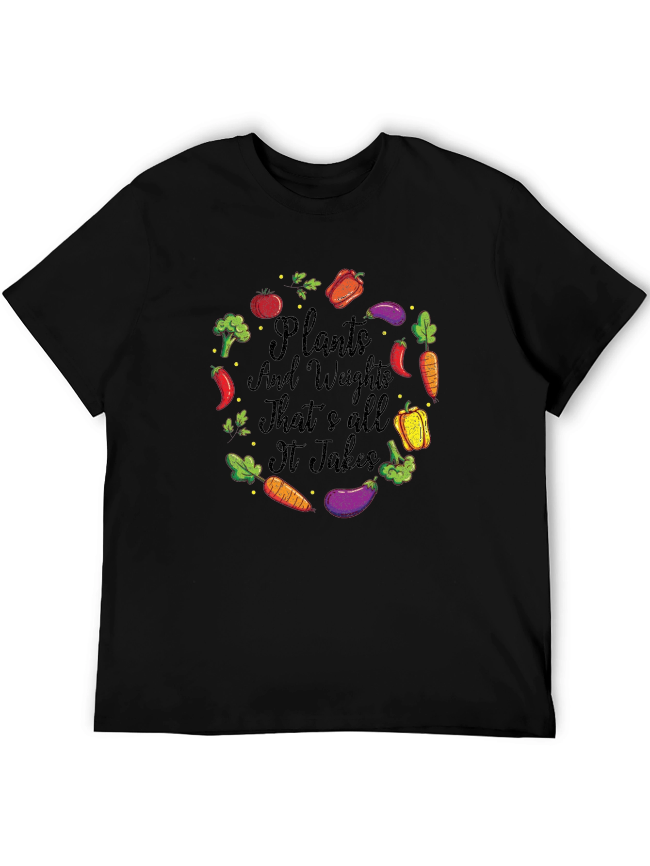 Camiseta Hombre: Plantas y Pesas