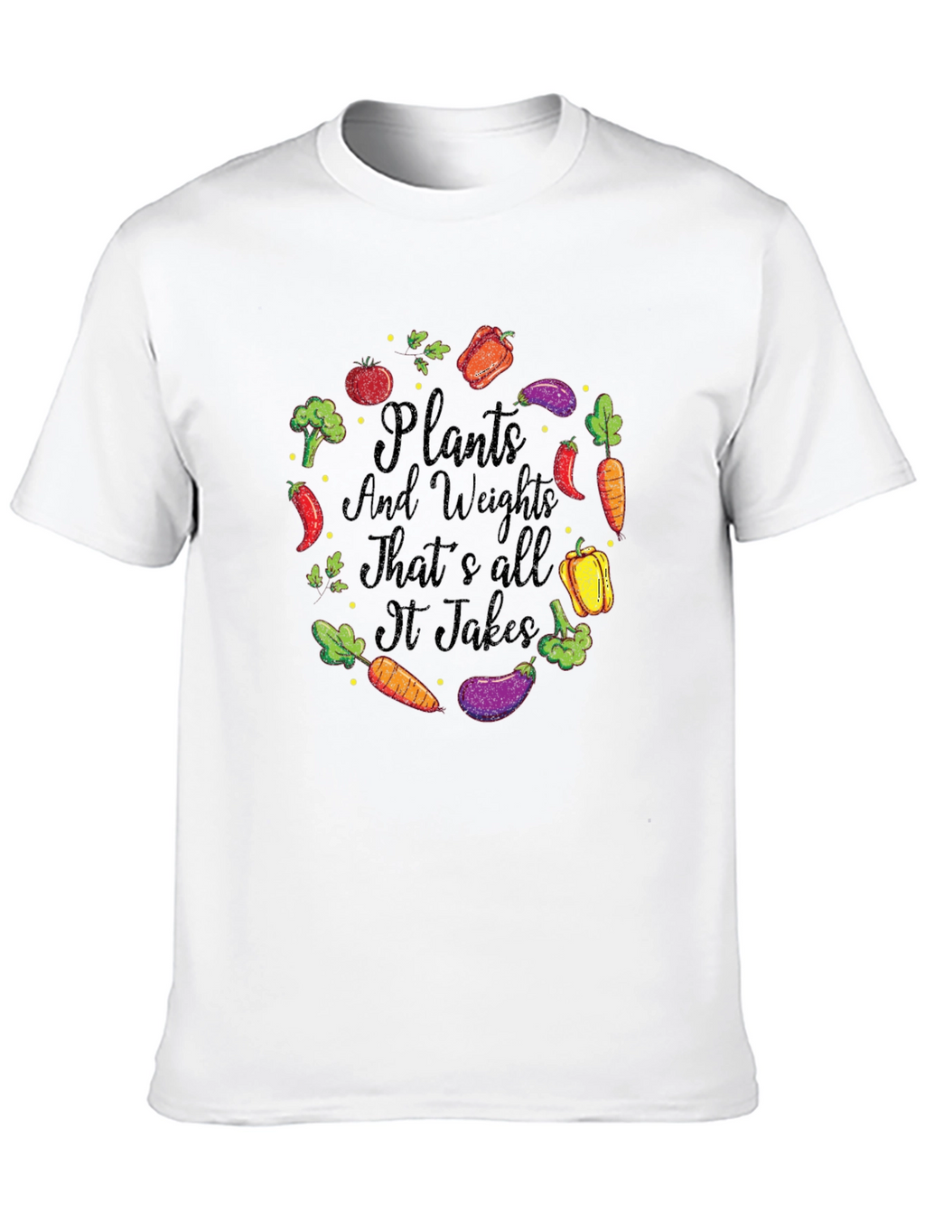 Camiseta Hombre: Plantas y Pesas