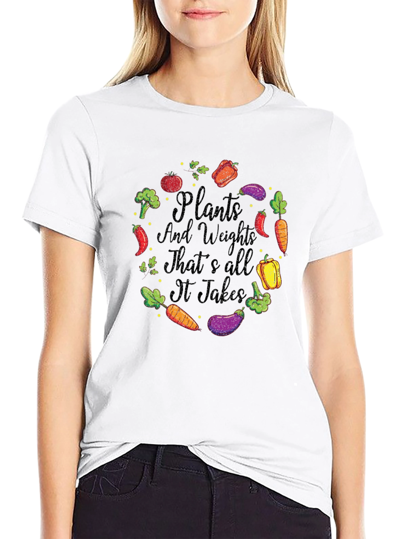 Camiseta Hombre: Plantas y Pesas