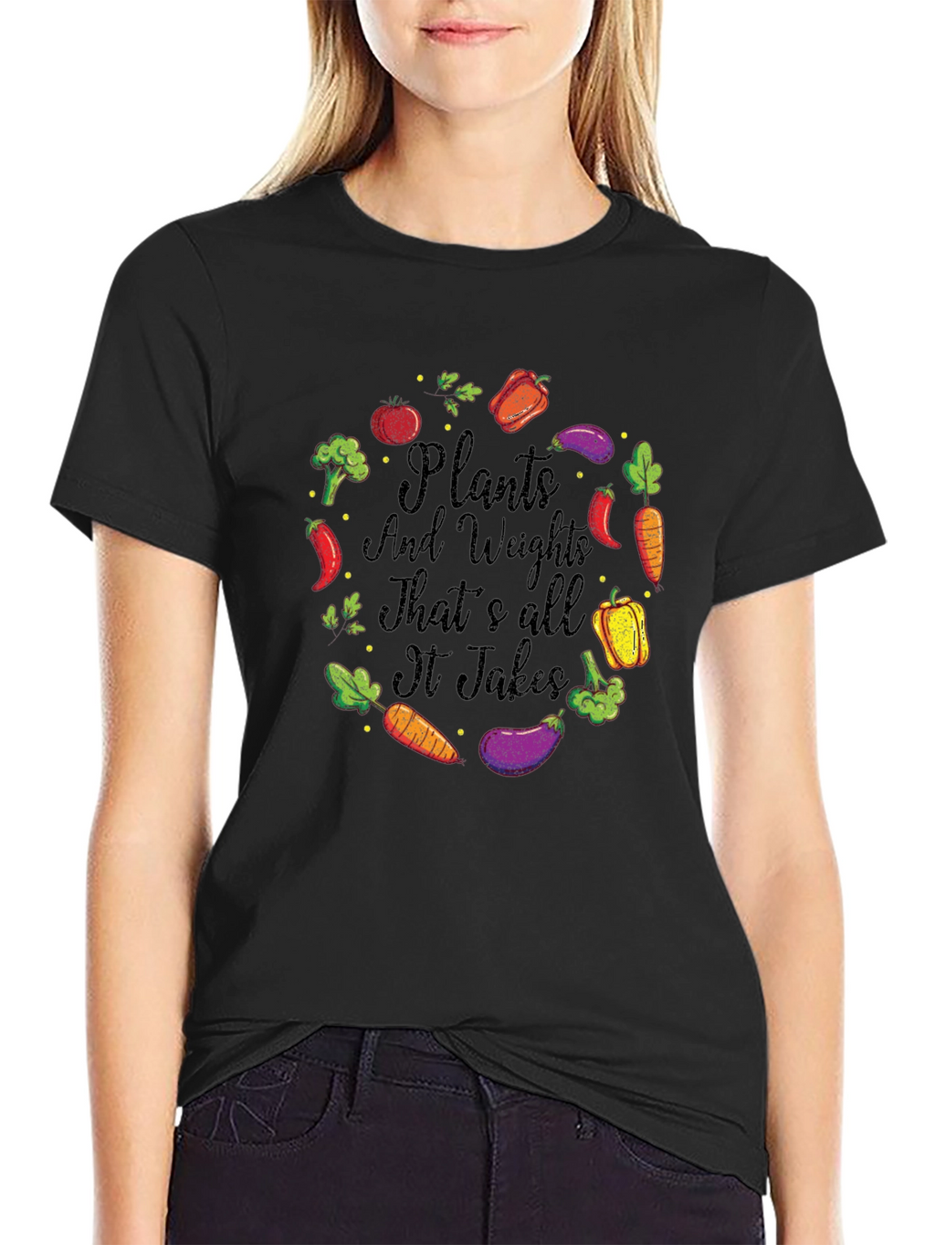 Camiseta Hombre: Plantas y Pesas