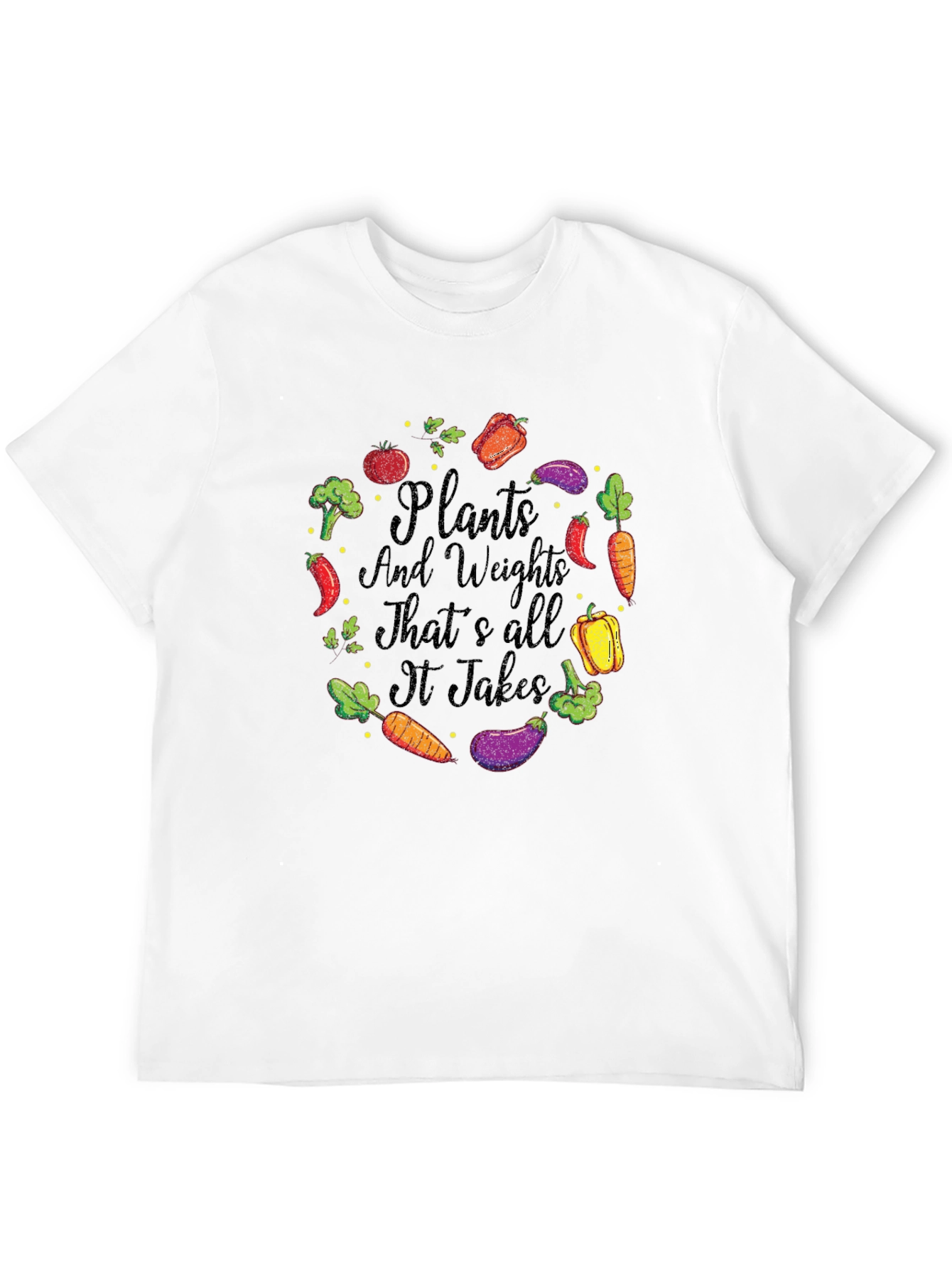 Camiseta Hombre: Plantas y Pesas