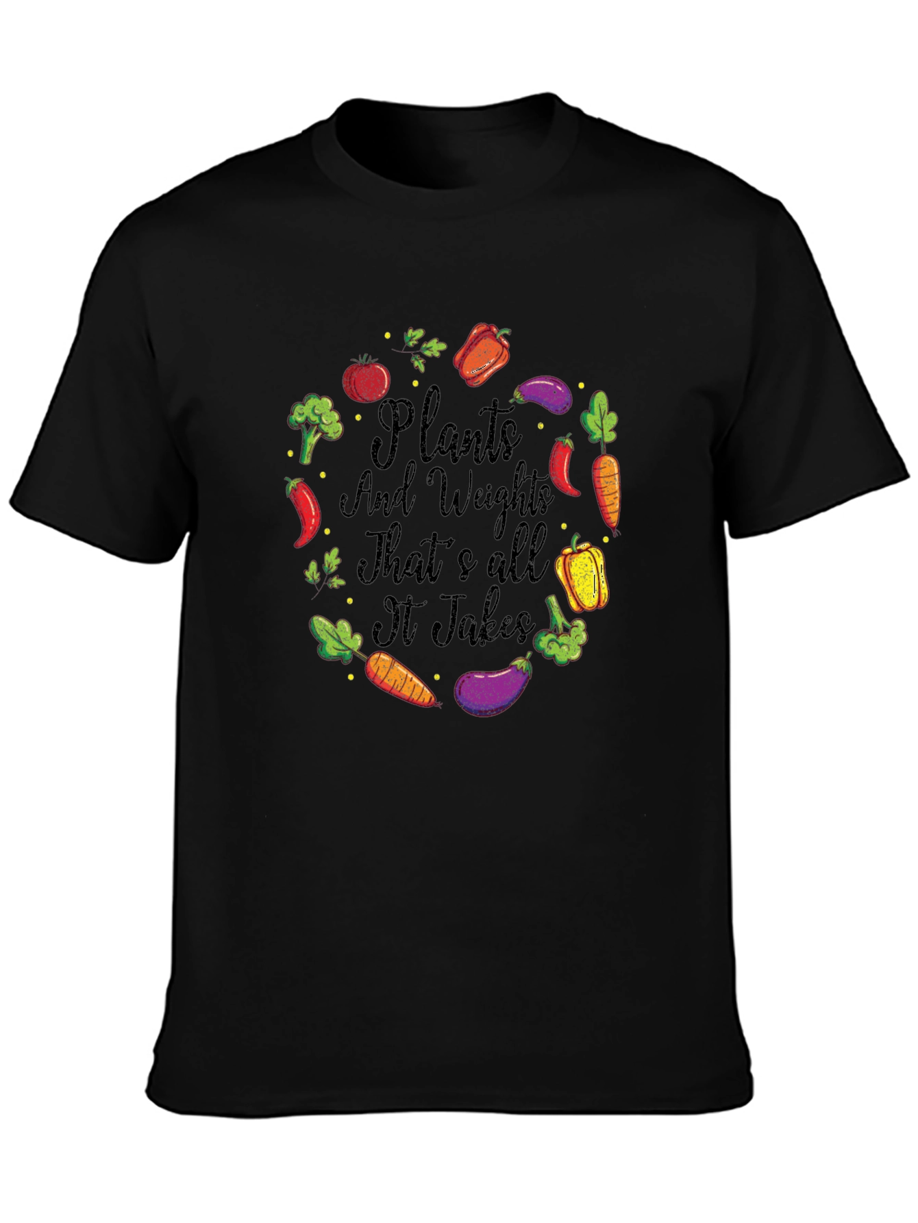 Camiseta Hombre: Plantas y Pesas