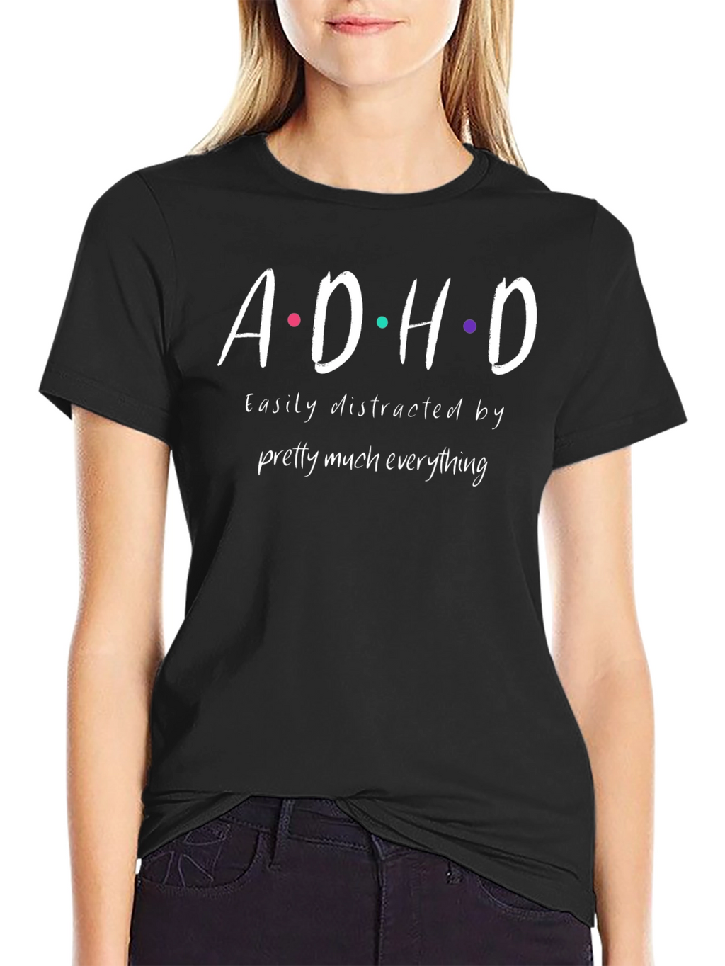 Camiseta Negra ADHD: Distraído por Todo