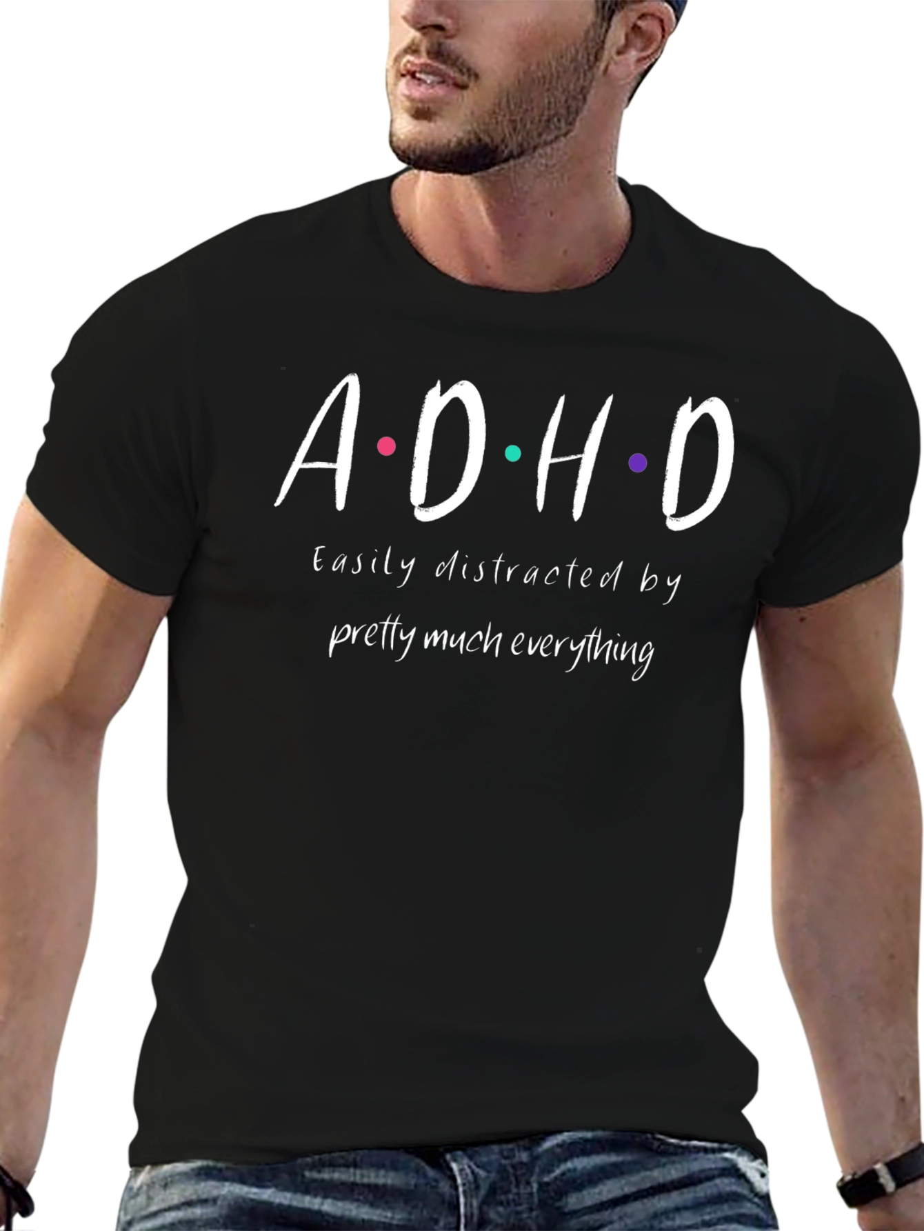 Camiseta Negra ADHD: Distraído por Todo