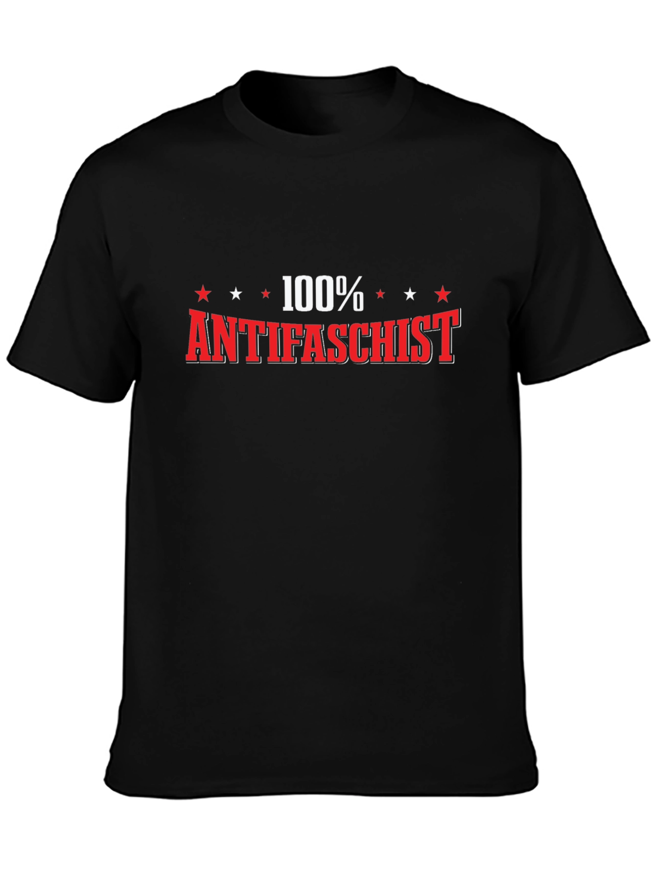 Camiseta Negra 100% Antifascista para Hombre