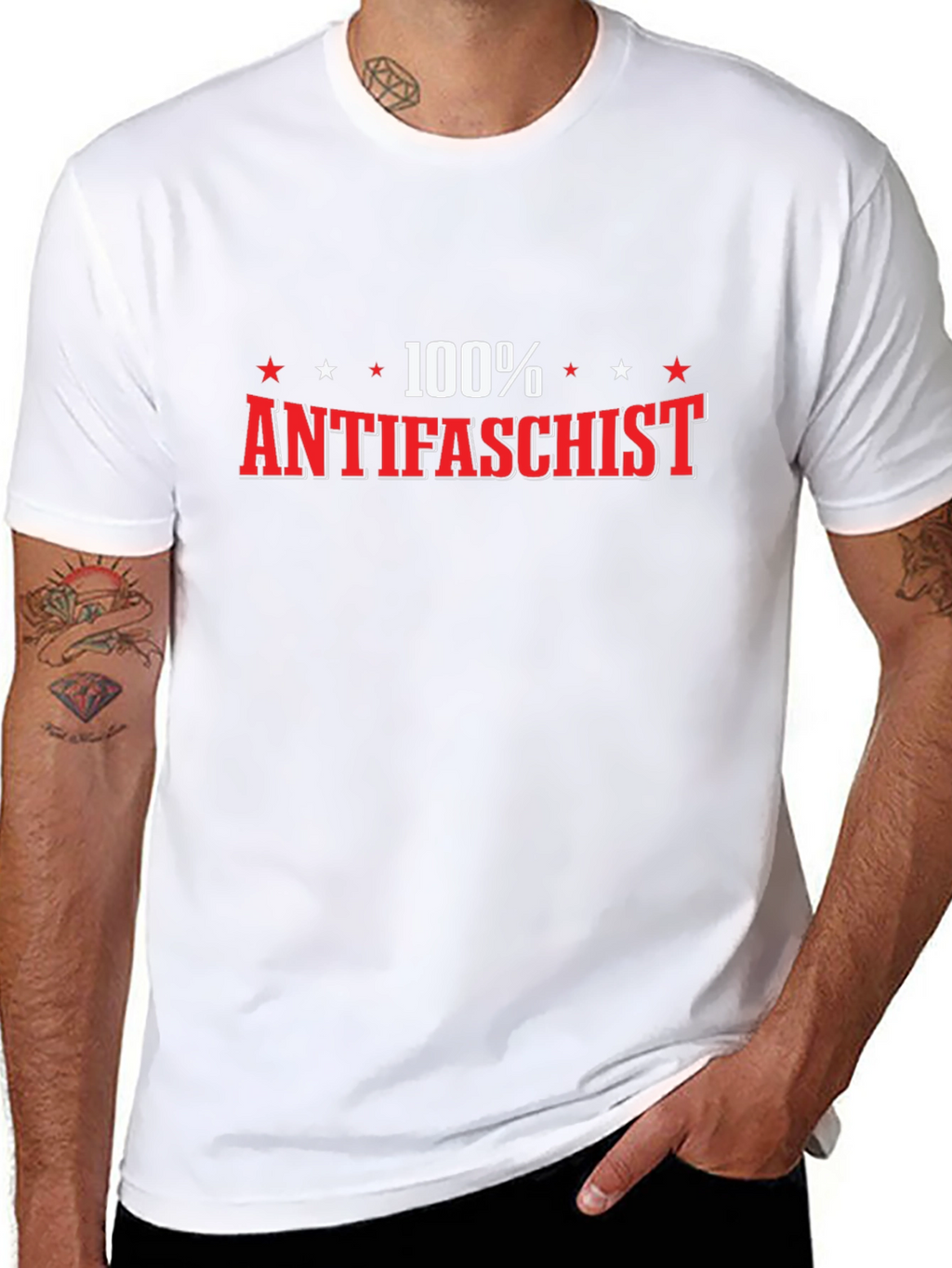 Camiseta Negra 100% Antifascista para Hombre