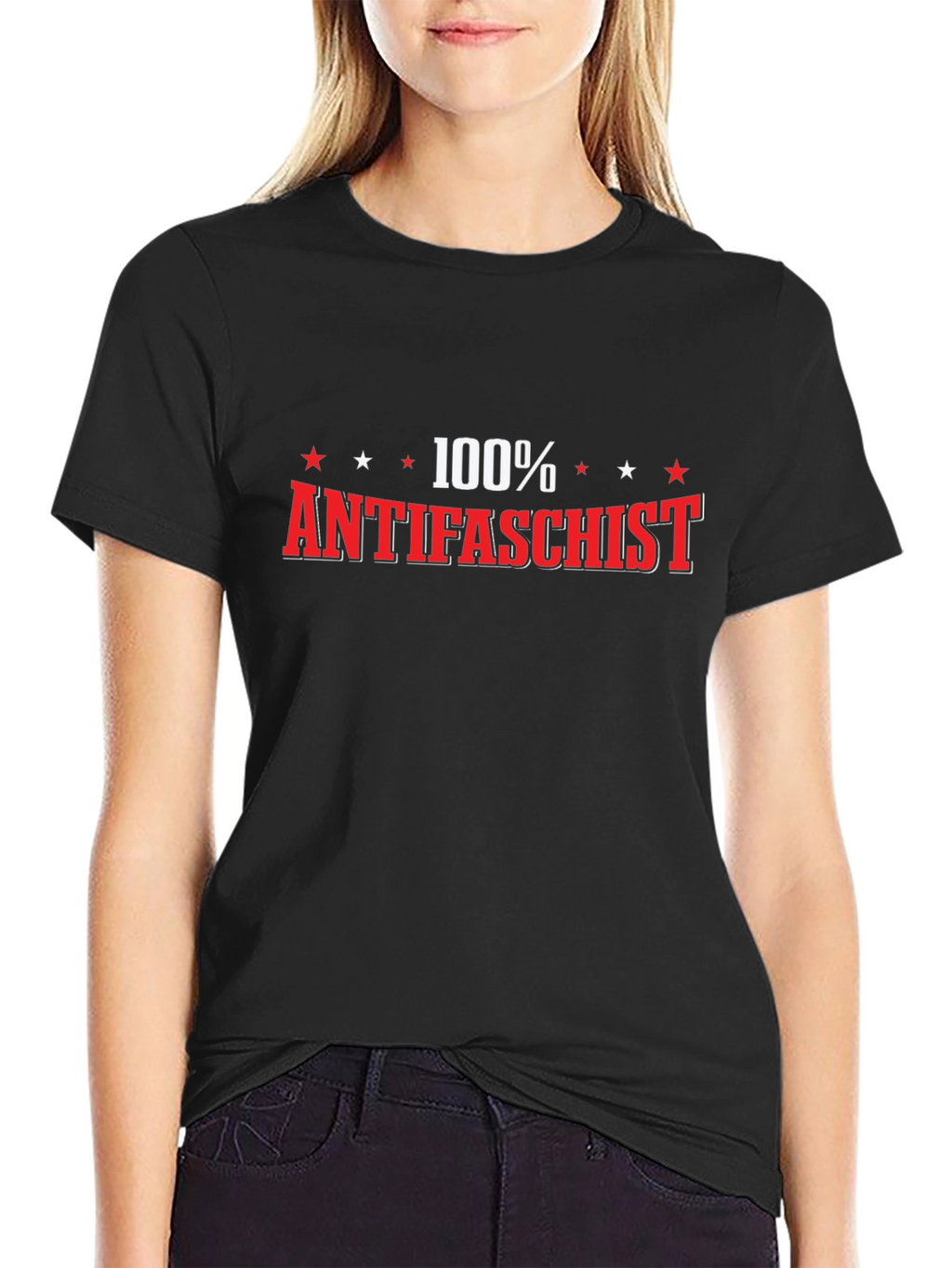 Camiseta Negra 100% Antifascista para Hombre