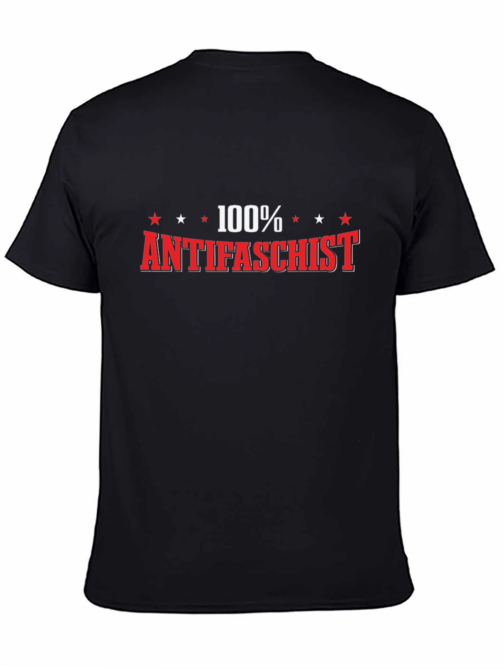 Camiseta Negra 100% Antifascista para Hombre